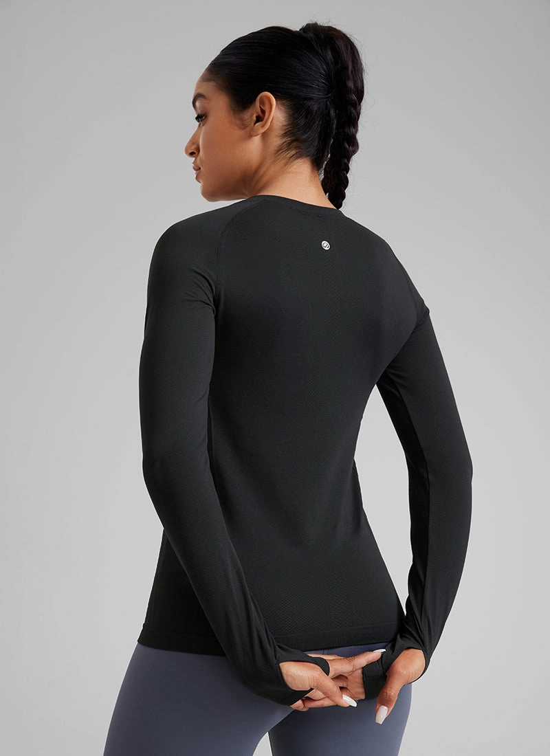 Seamless Crew Neck Workout Long Sleeve Shirts