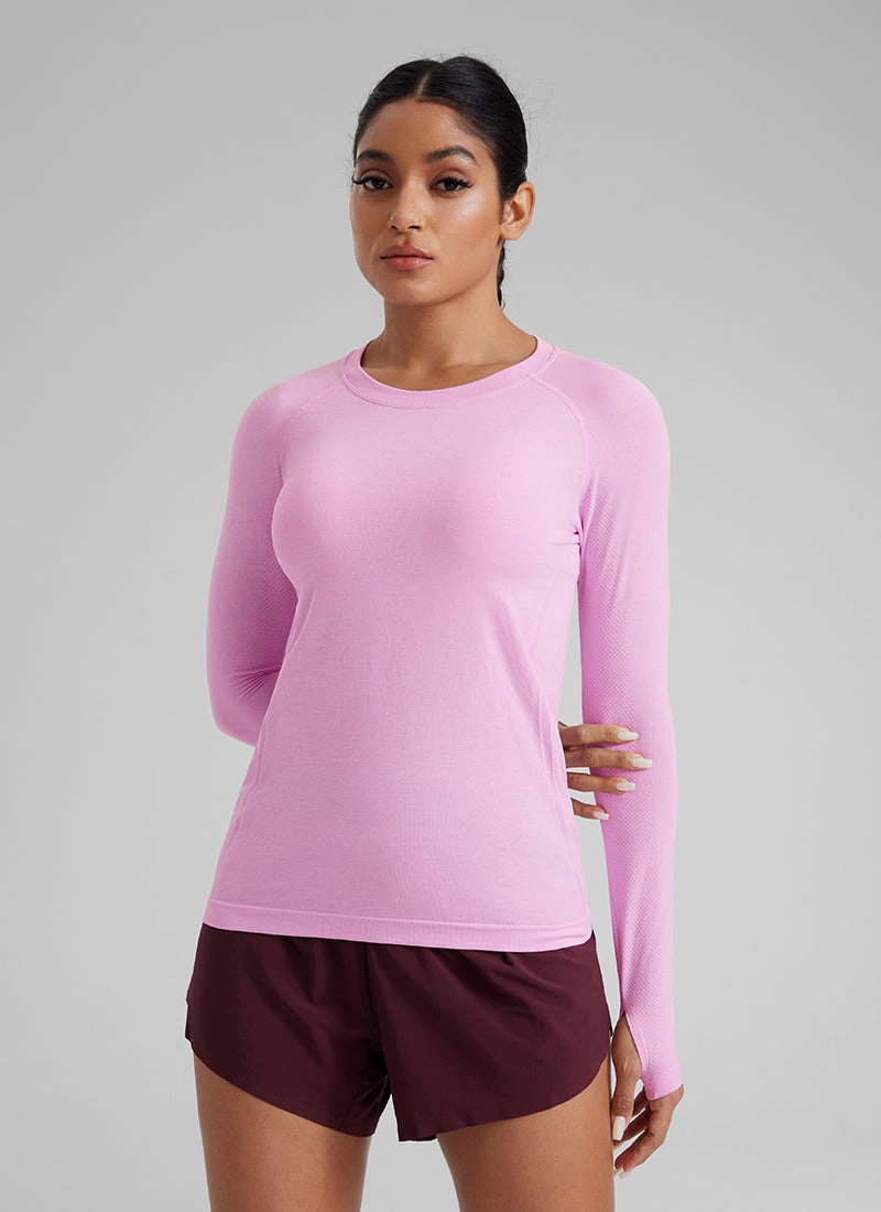 Seamless Crew Neck Workout Long Sleeve Shirts