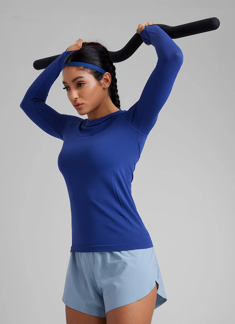 Seamless Crew Neck Workout Long Sleeve Shirts