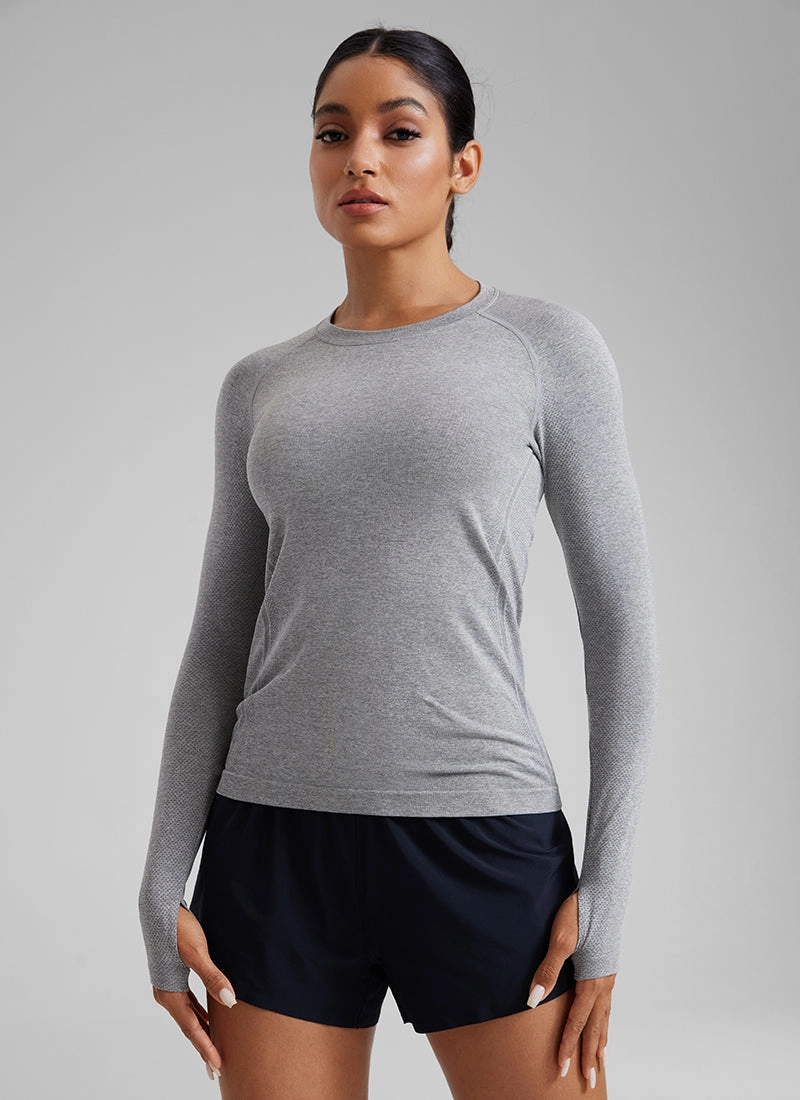 Seamless Crew Neck Workout Long Sleeve Shirts