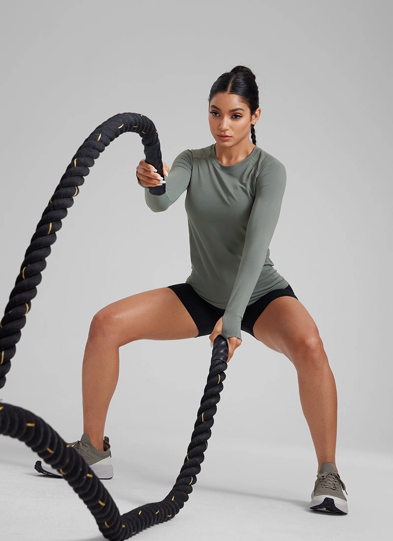 Seamless Crew Neck Workout Long Sleeve Shirts