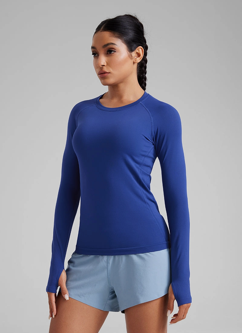 Seamless Crew Neck Workout Long Sleeve Shirts