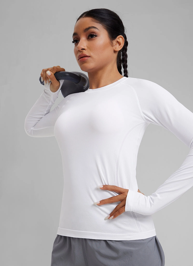 Seamless Crew Neck Workout Long Sleeve Shirts