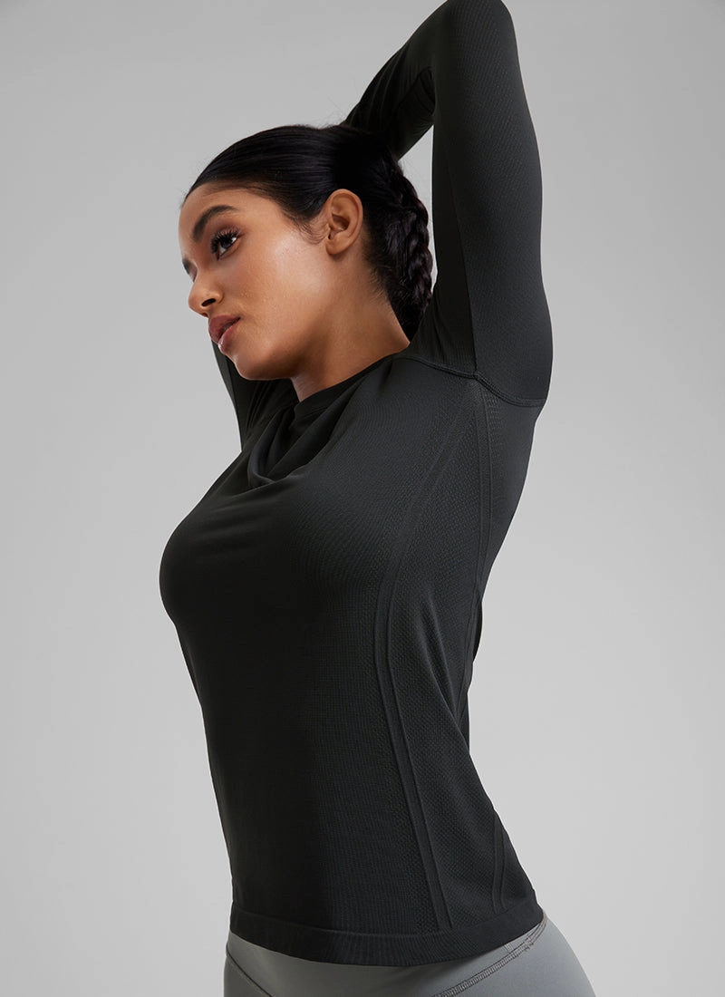 Seamless Crew Neck Workout Long Sleeve Shirts