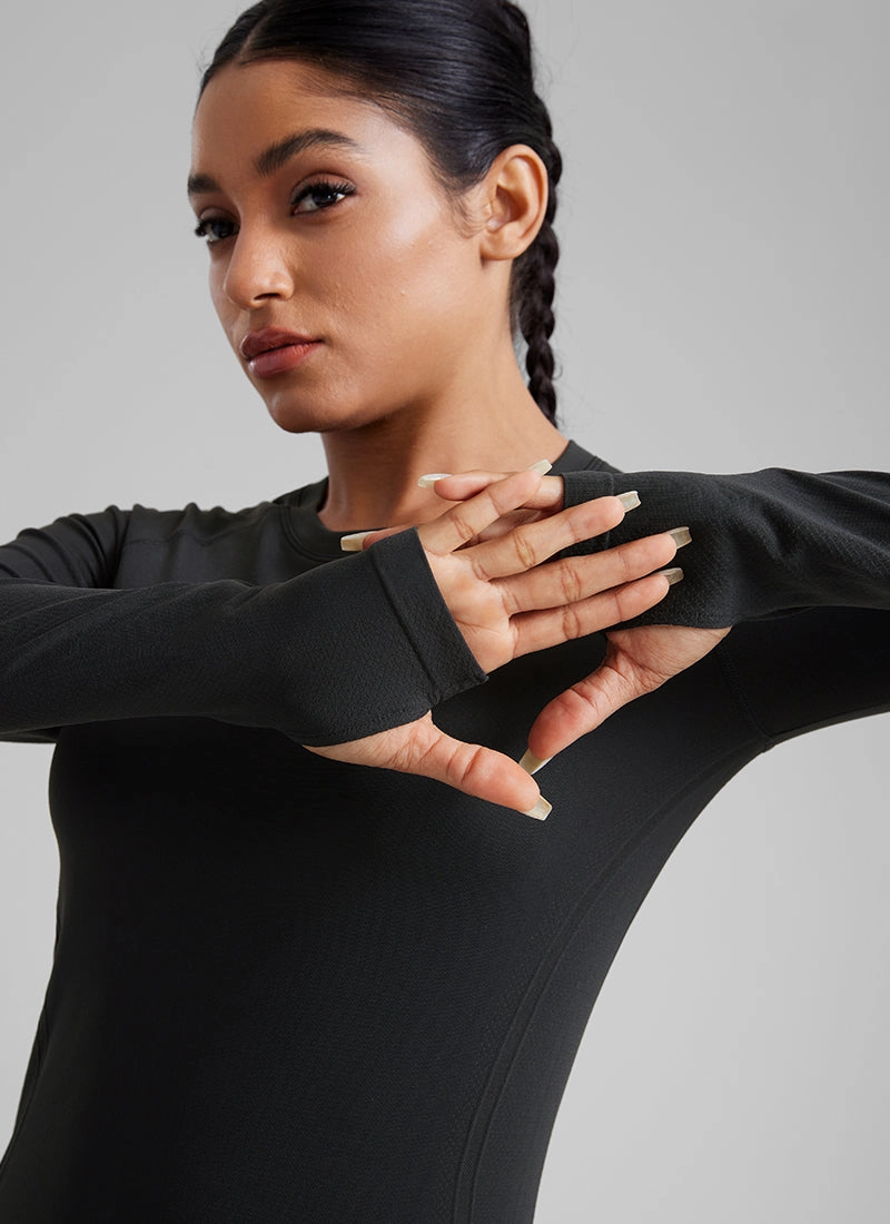 Seamless Crew Neck Workout Long Sleeve Shirts