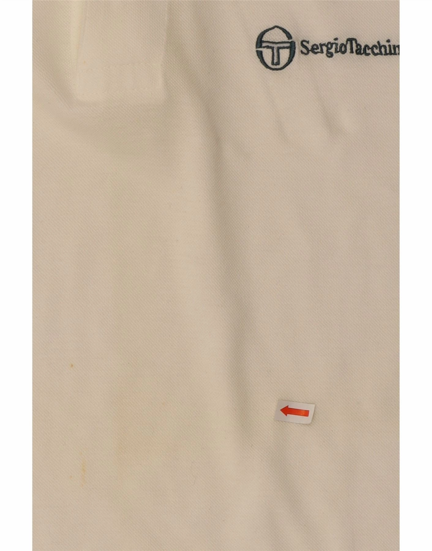 SERGIO TACCHINI Mens Polo Shirt Medium White Colourblock Cotton Classic