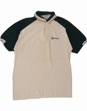 SERGIO TACCHINI Mens Polo Shirt Medium White Colourblock Cotton Classic