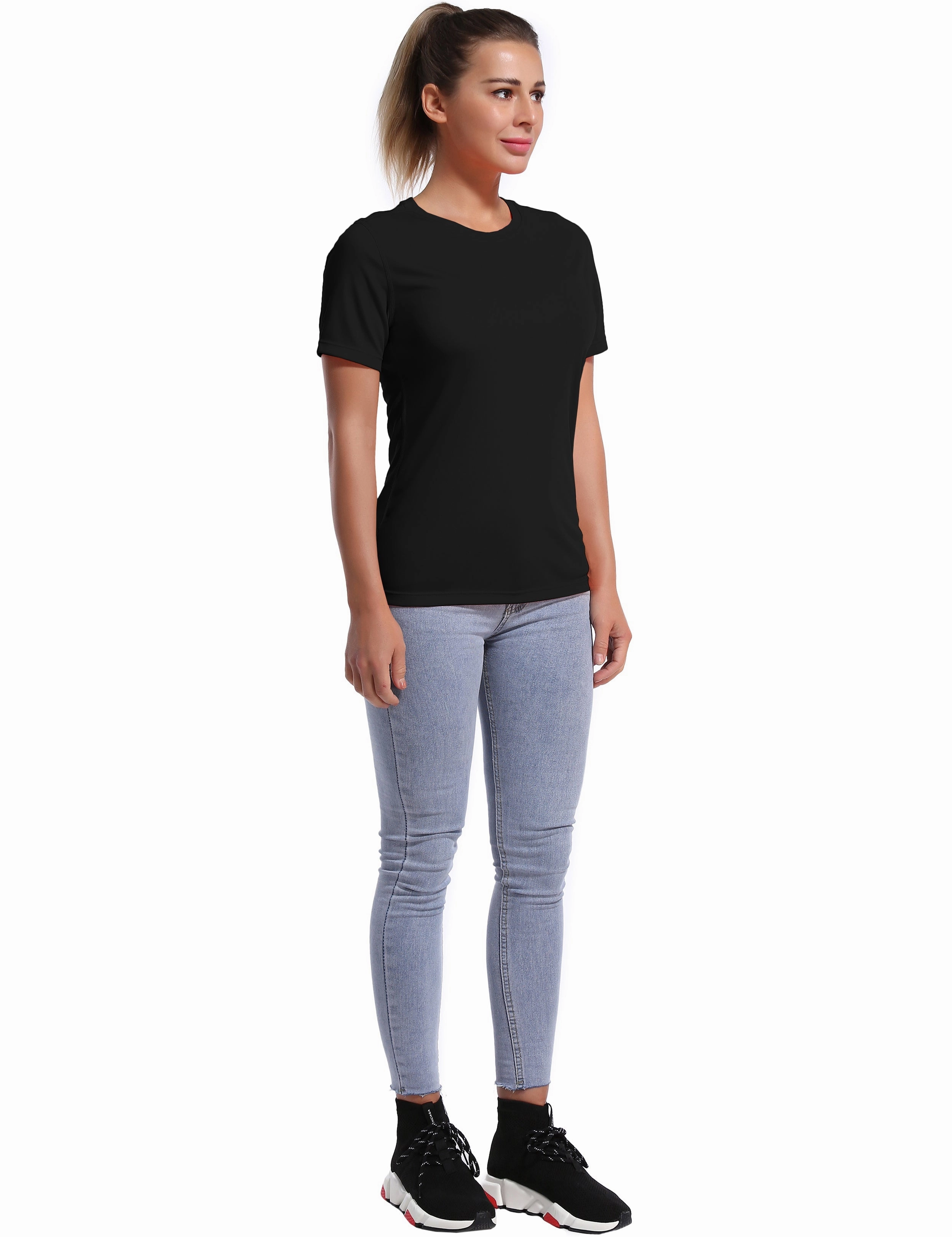Short Sleeve Athletic Shirts black_Pilates