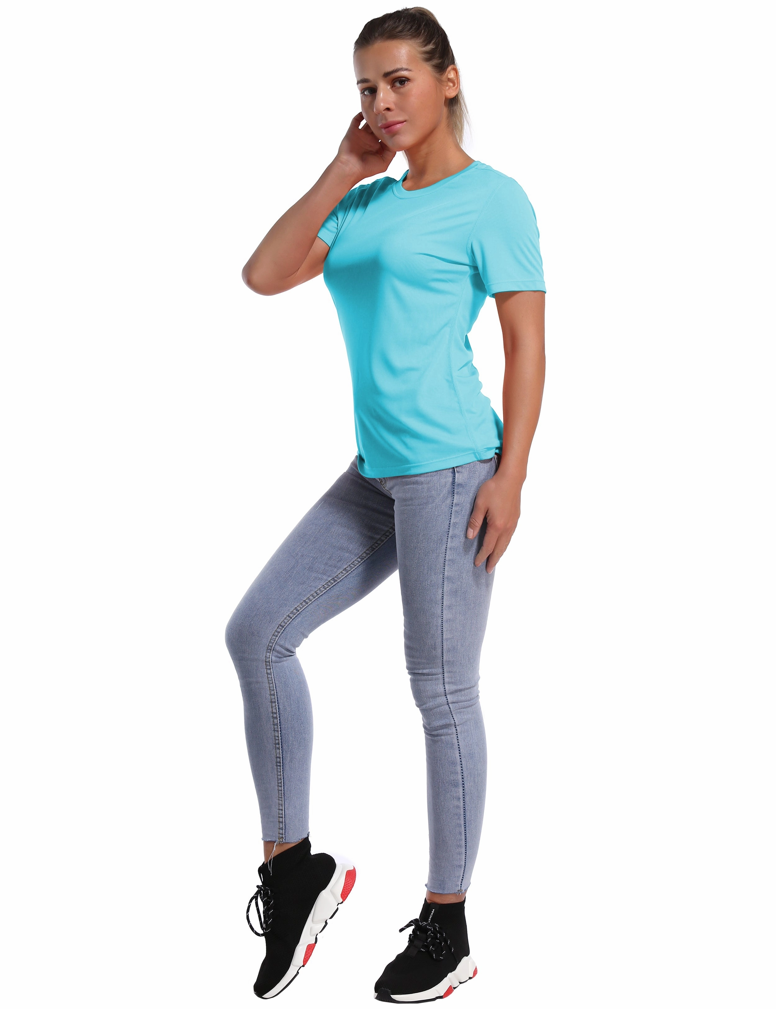 Short Sleeve Athletic Shirts blue_Jogging