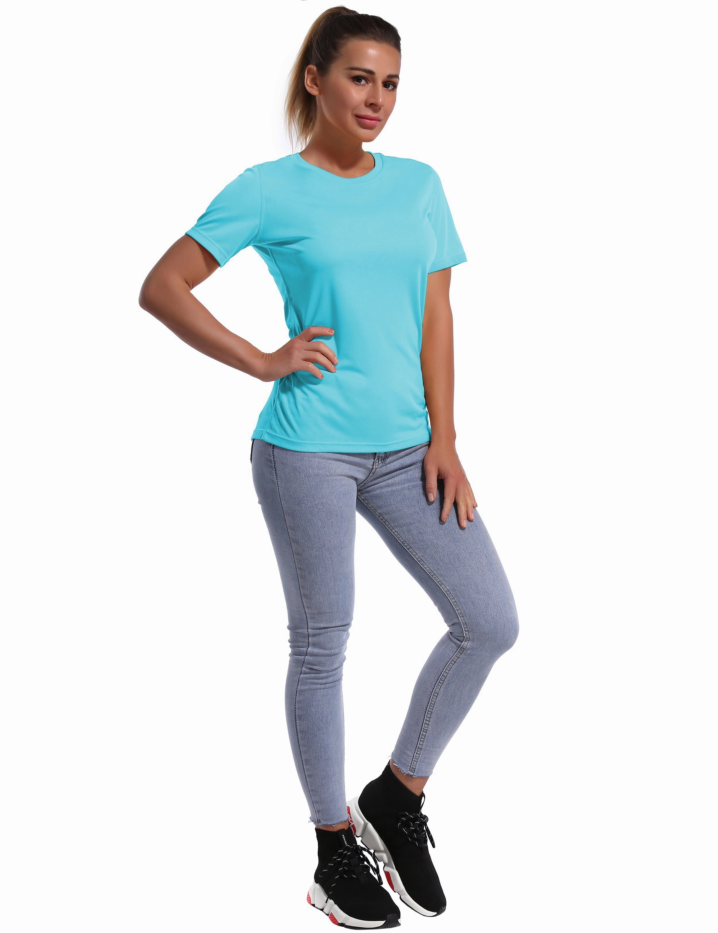 Short Sleeve Athletic Shirts blue_Plus Size
