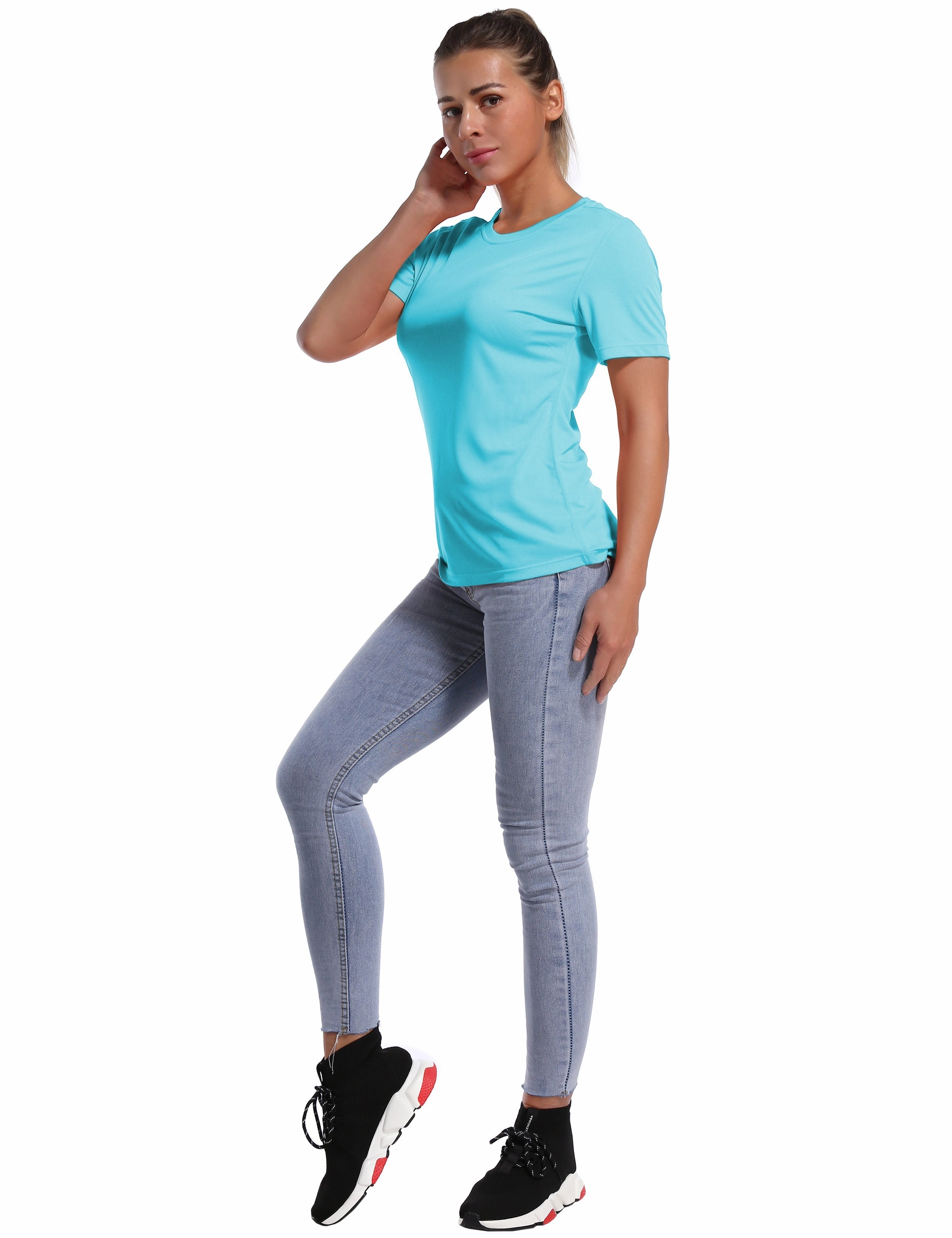 Short Sleeve Athletic Shirts blue_Plus Size