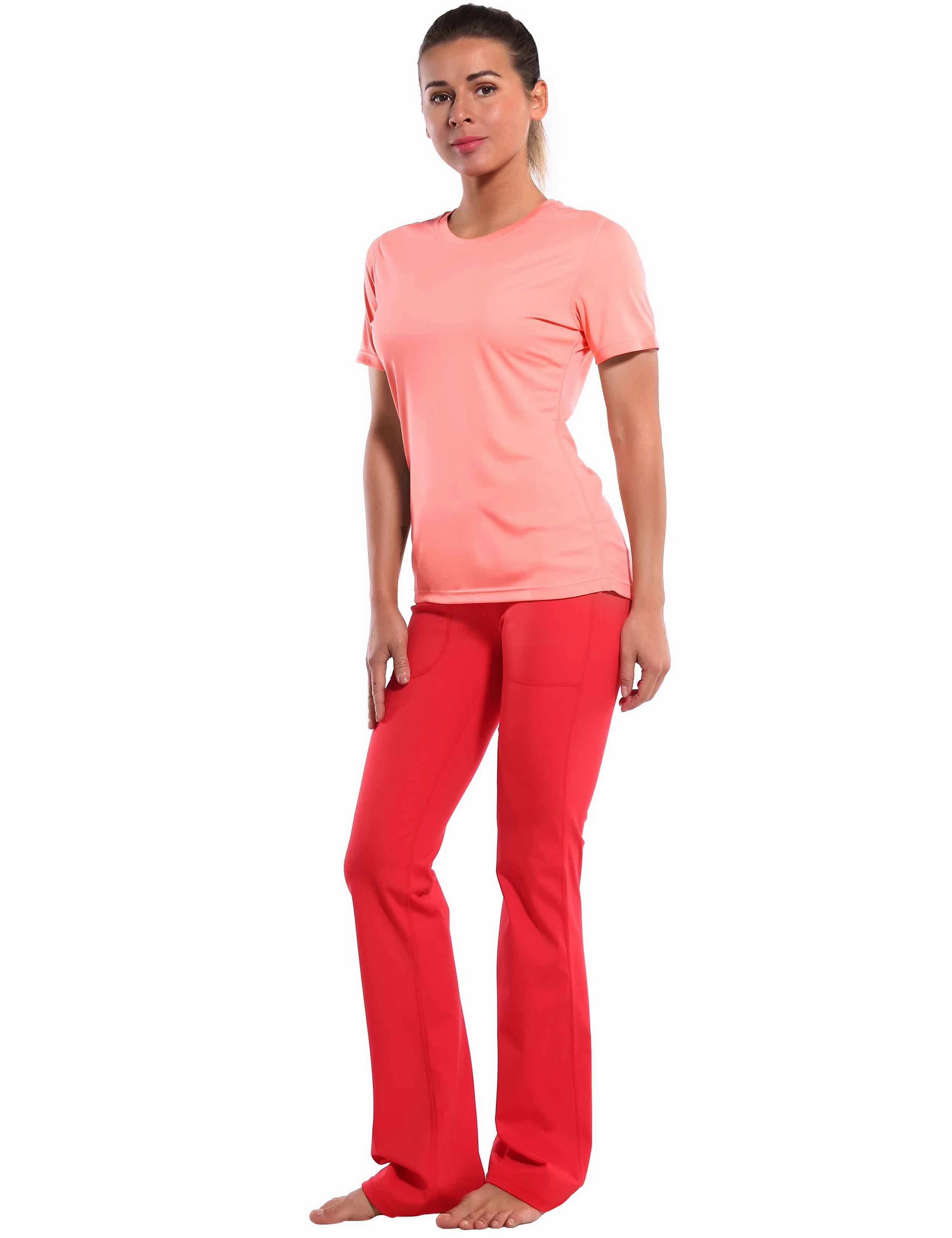 Short Sleeve Athletic Shirts coral_Gym