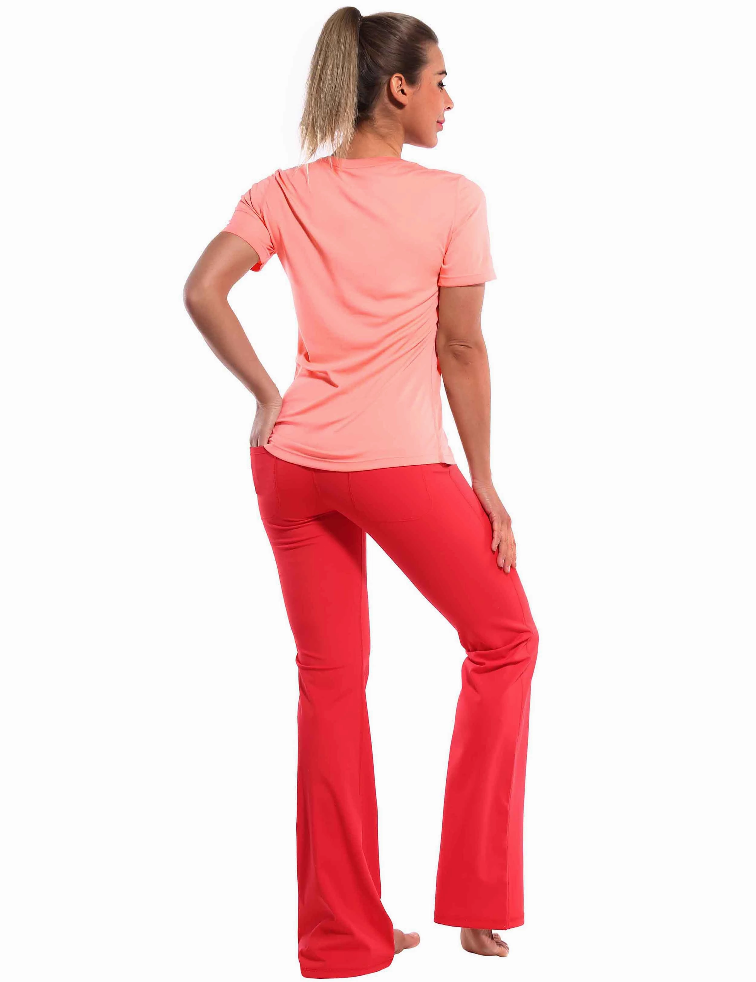 Short Sleeve Athletic Shirts coral_Gym