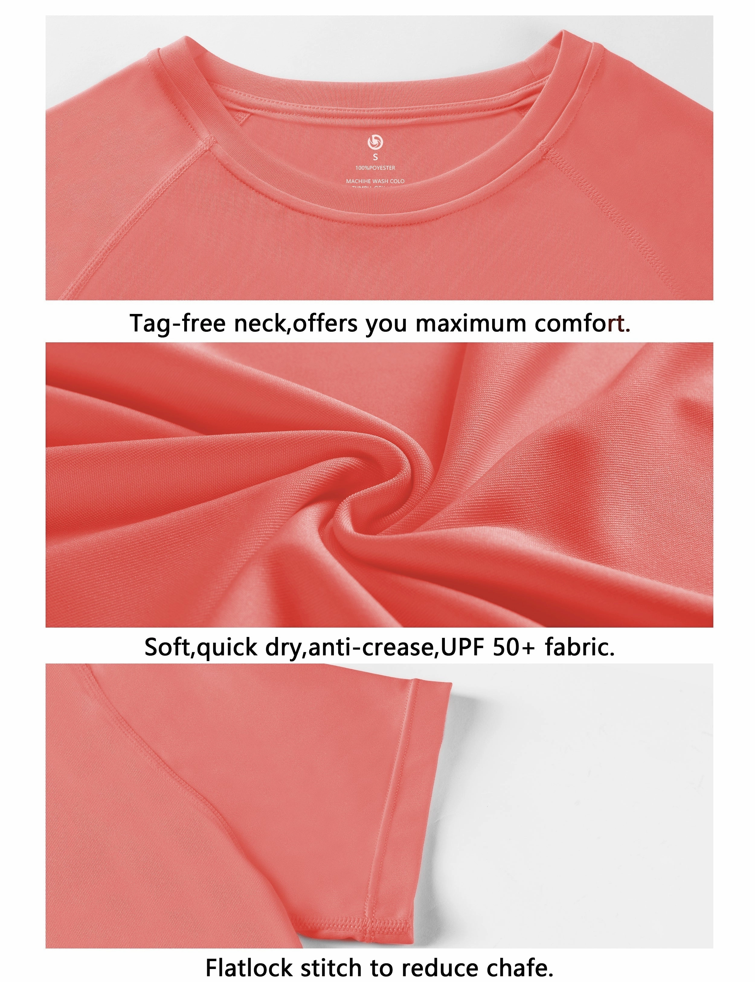Short Sleeve Athletic Shirts coral_Plus Size