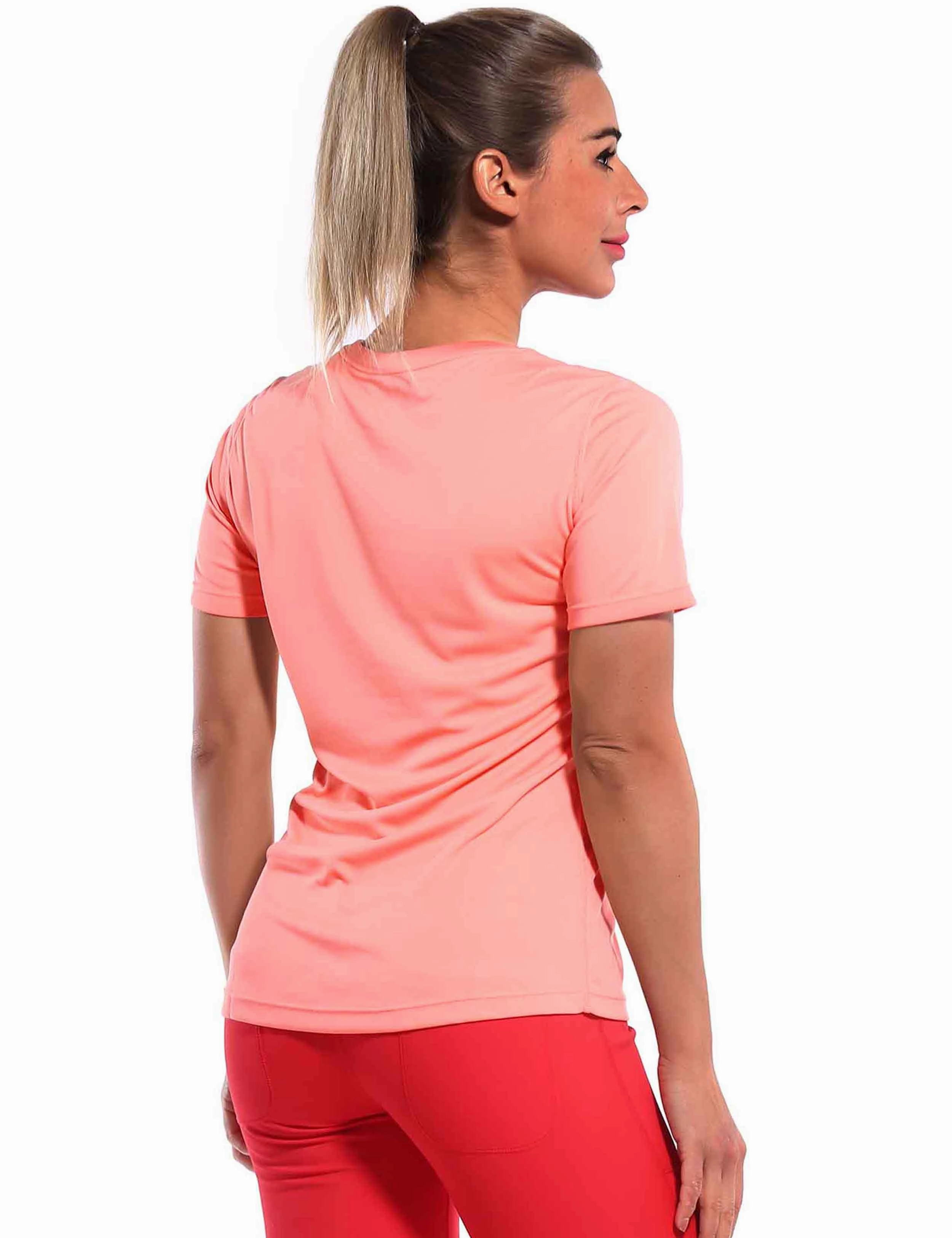 Short Sleeve Athletic Shirts coral_Plus Size