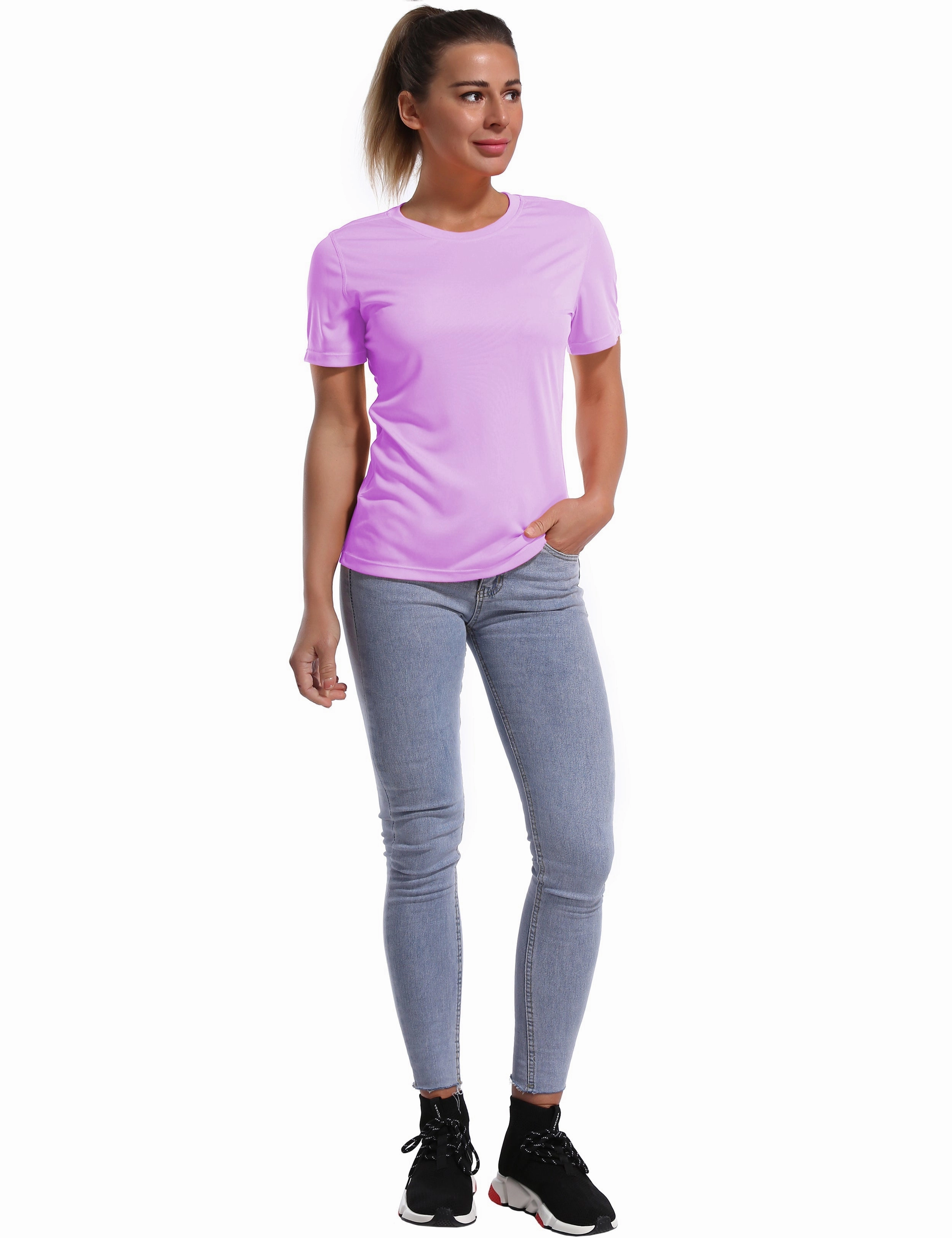 Short Sleeve Athletic Shirts purple_Plus Size