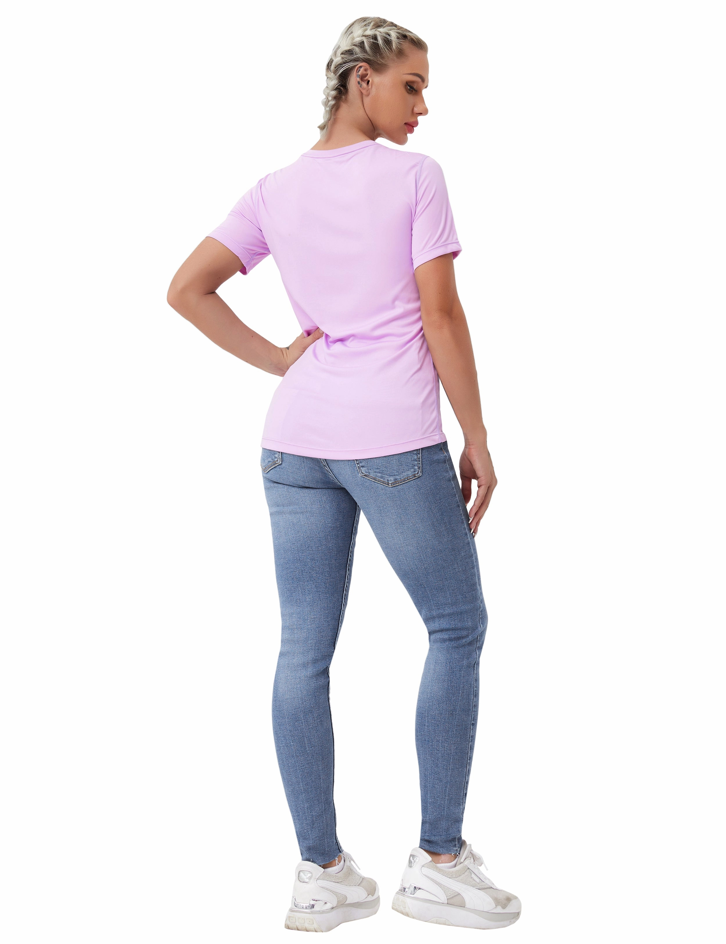 Short Sleeve Athletic Shirts purple_Plus Size