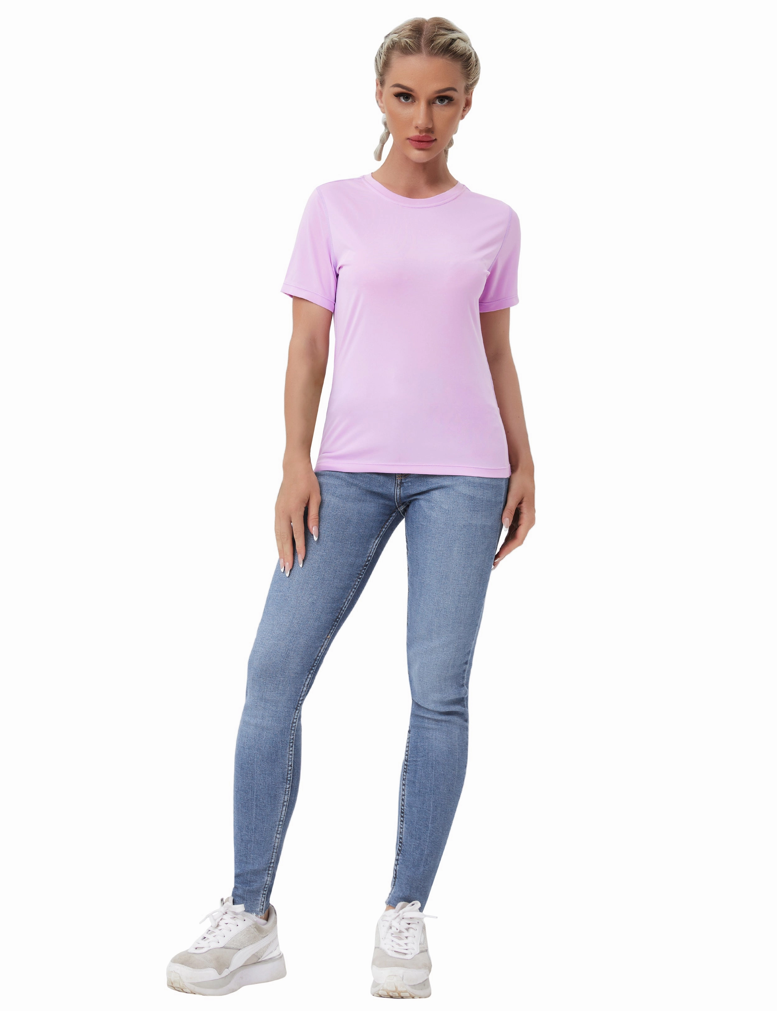 Short Sleeve Athletic Shirts purple_Plus Size