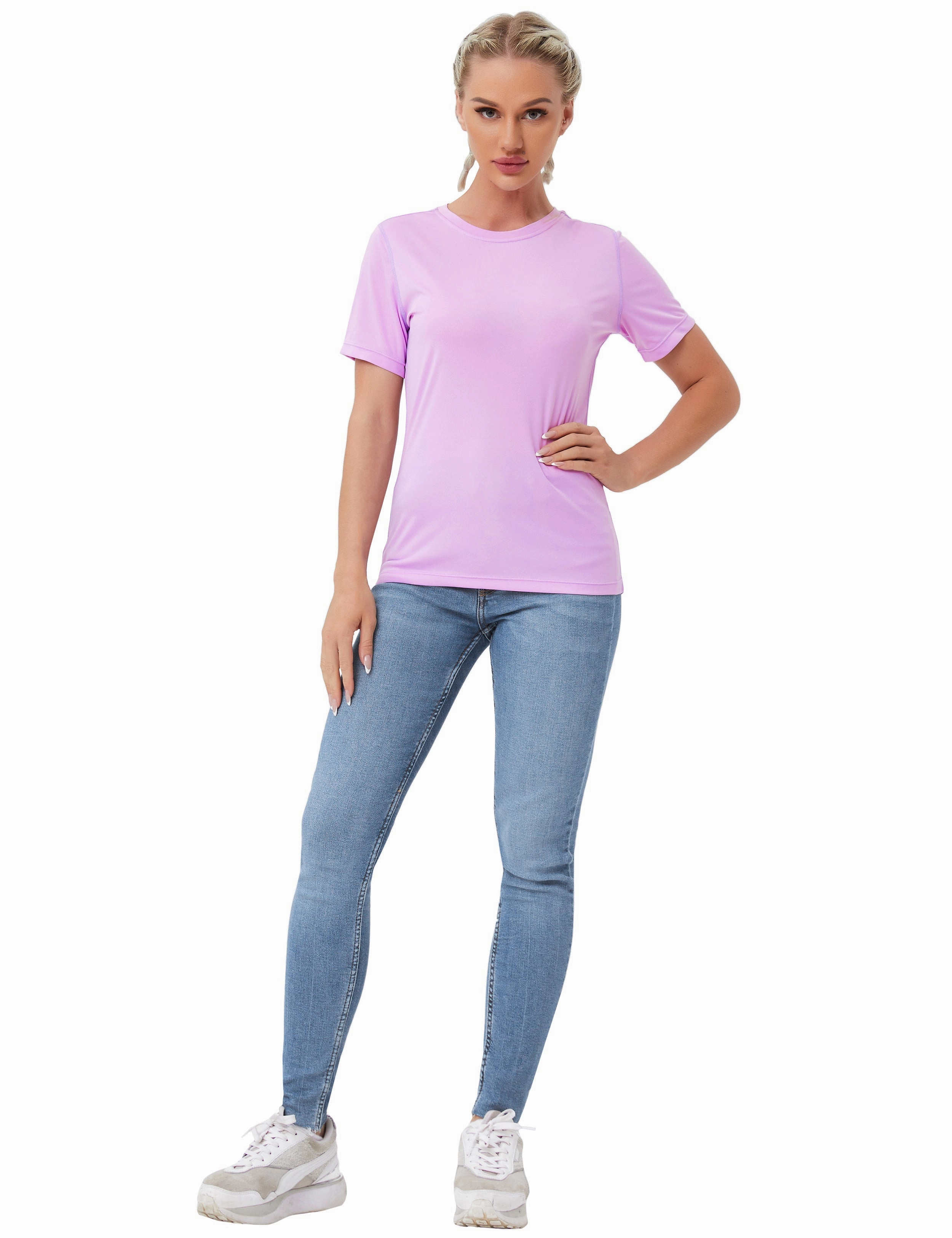 Short Sleeve Athletic Shirts purple_yogastudio