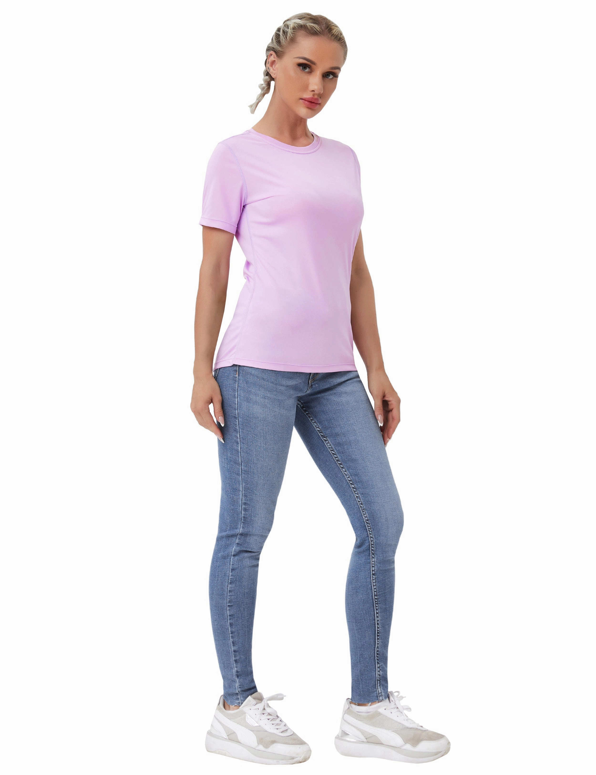 Short Sleeve Athletic Shirts purple_yogastudio