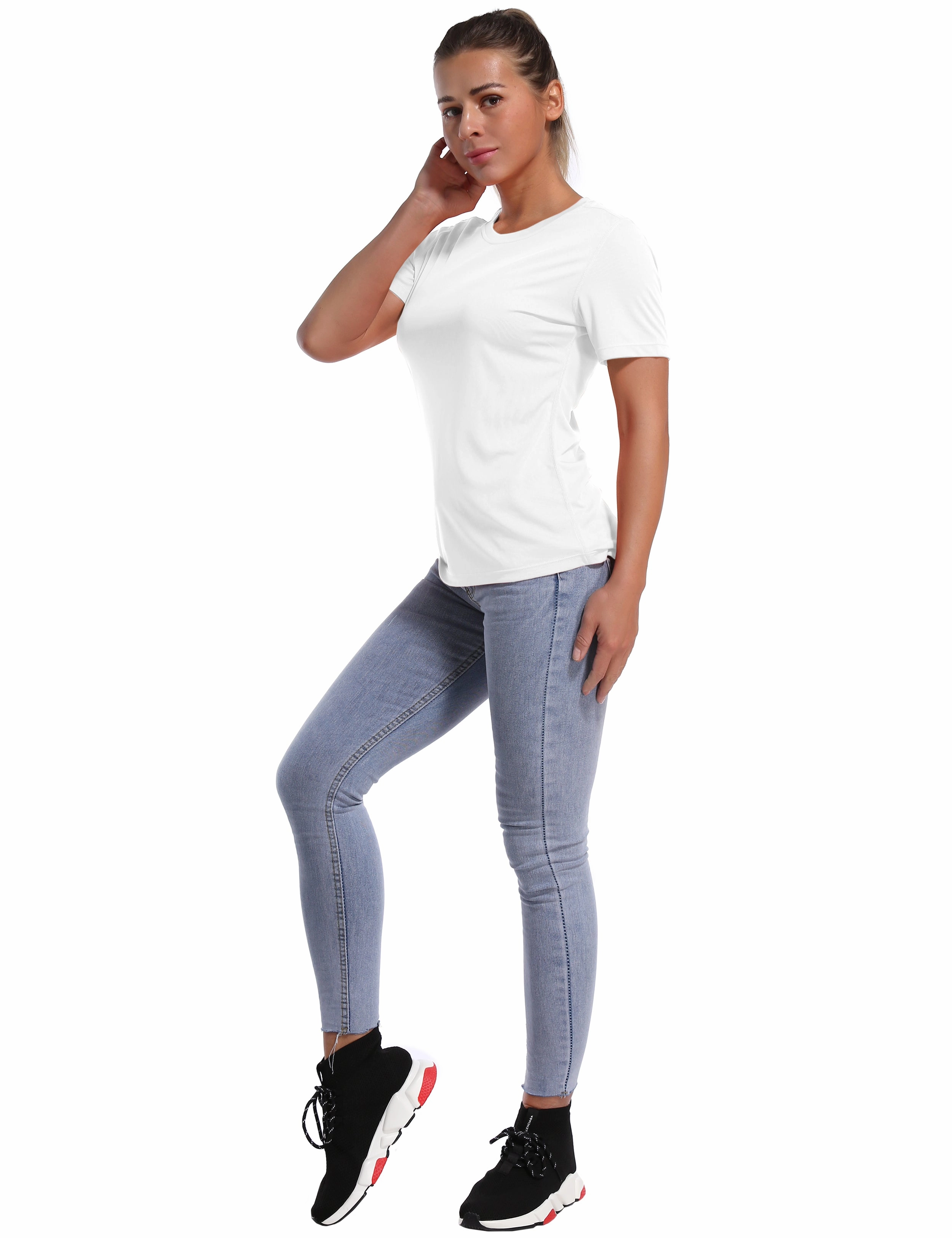 Short Sleeve Athletic Shirts white_Jogging
