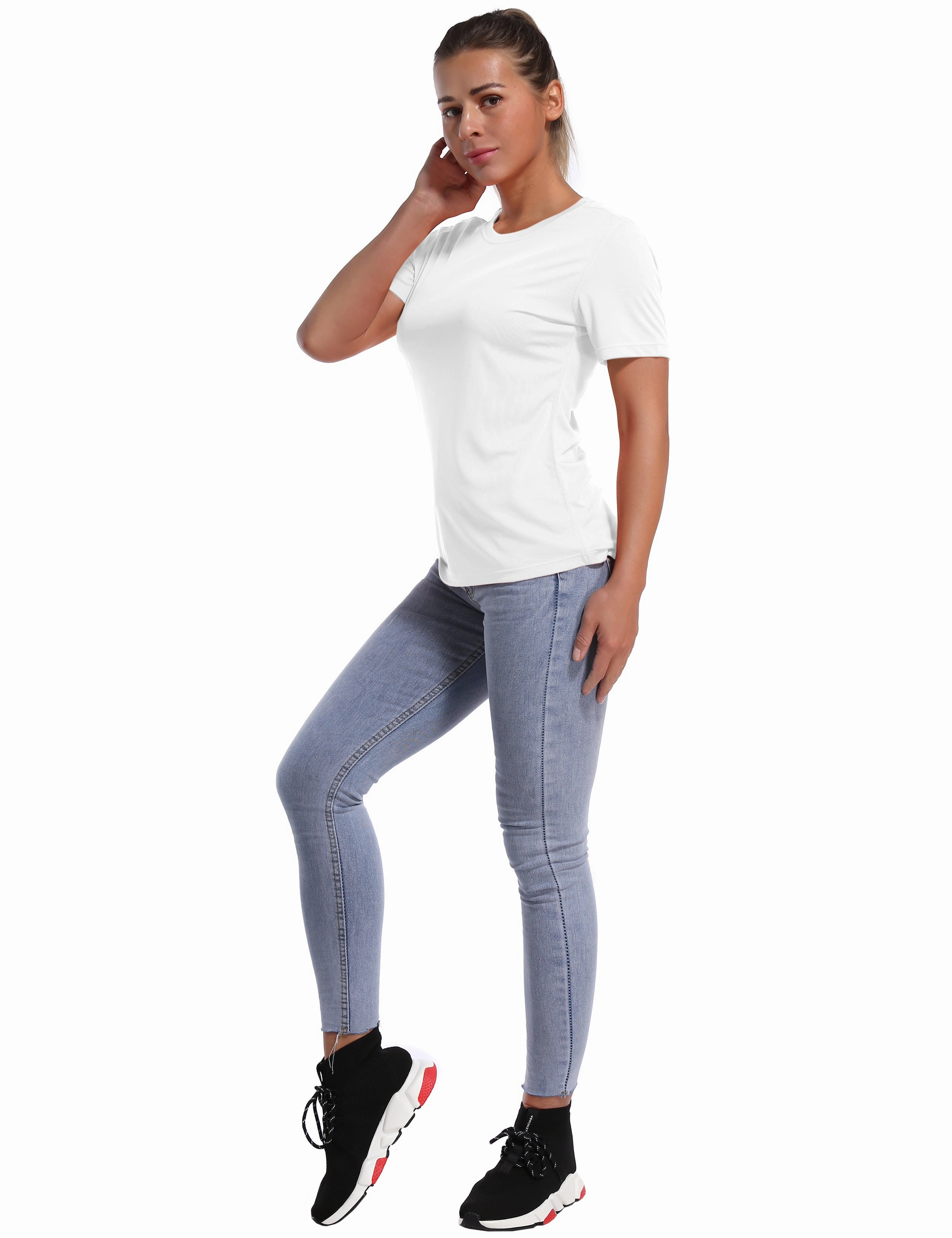 Short Sleeve Athletic Shirts white_Plus Size