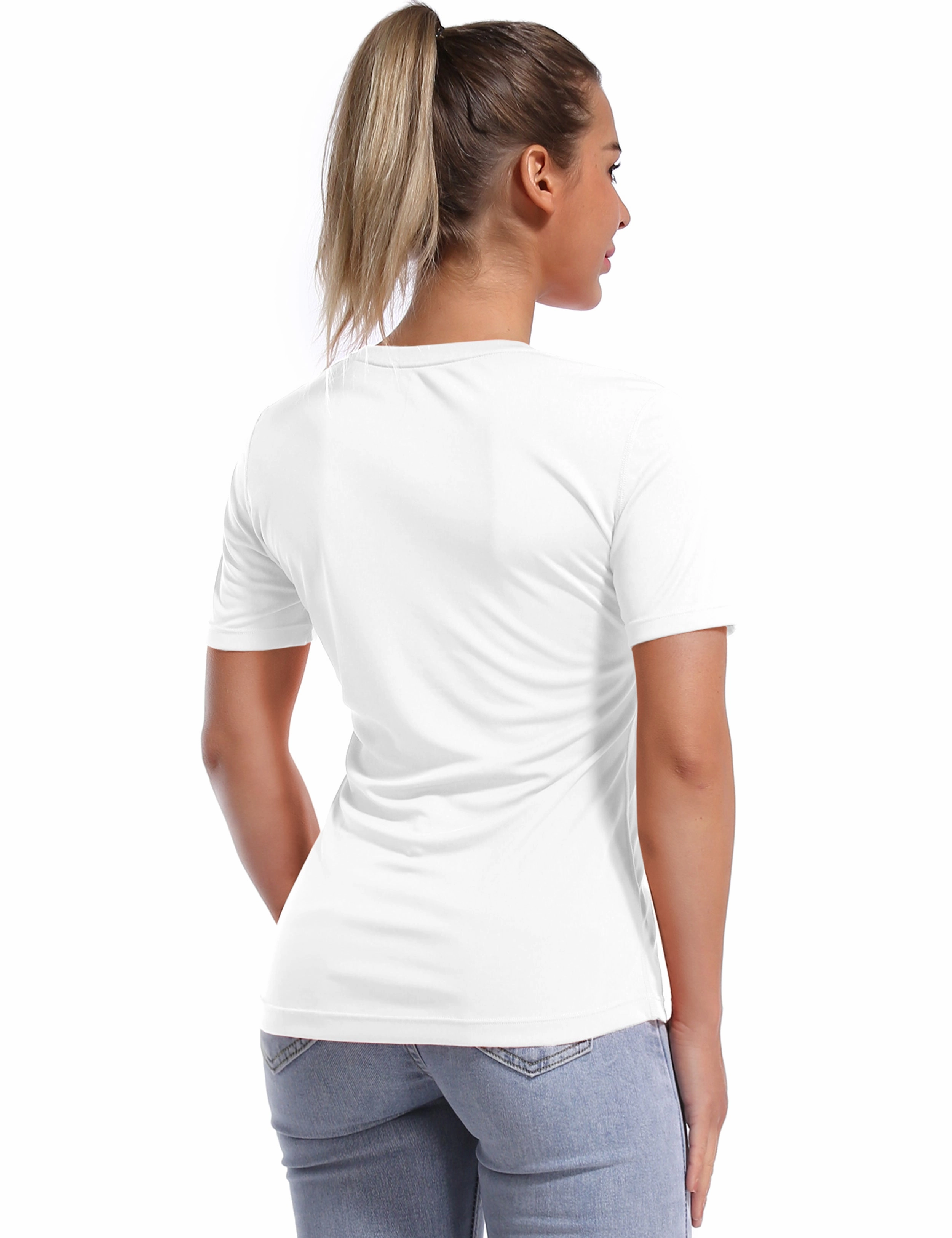 Short Sleeve Athletic Shirts white_Plus Size