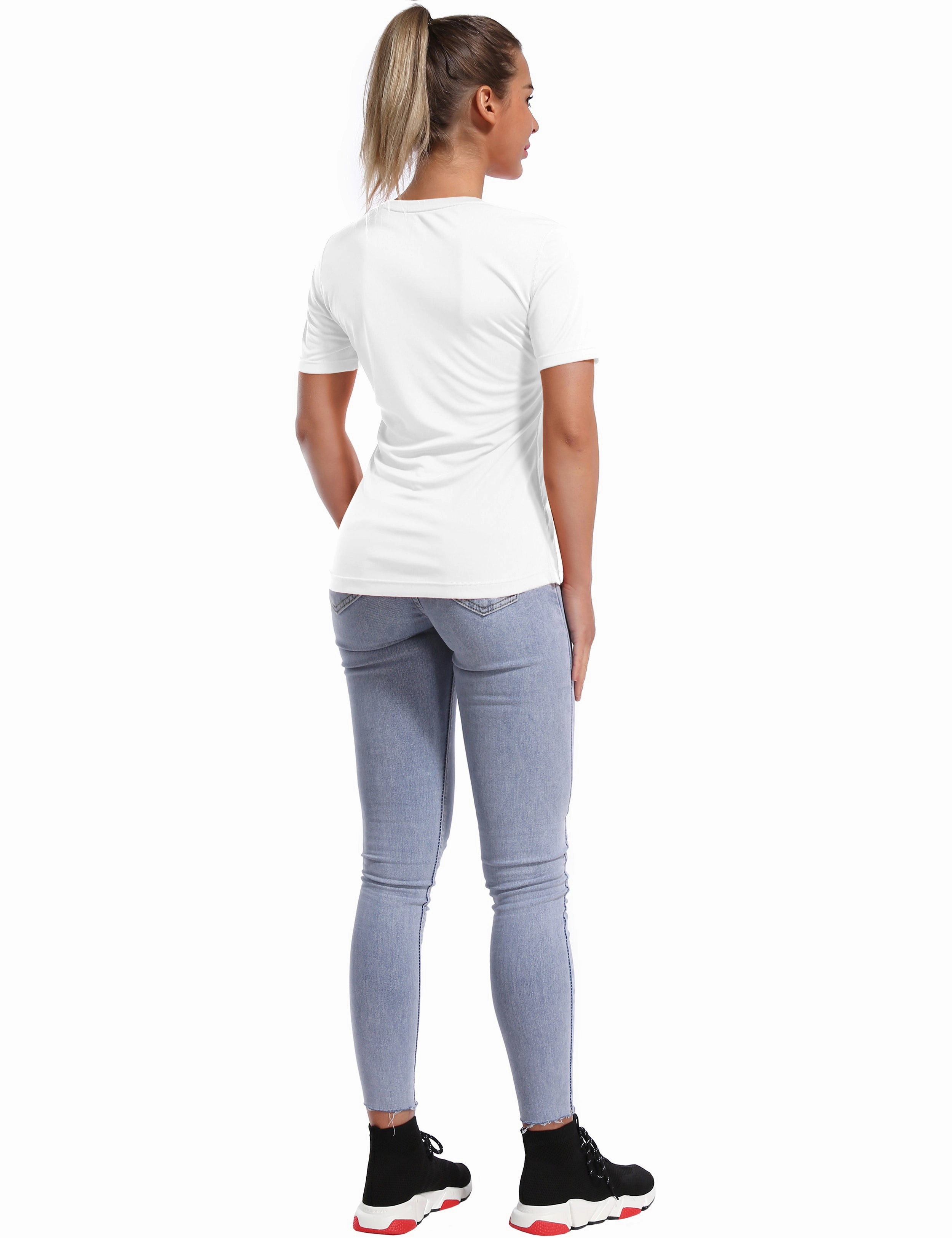 Short Sleeve Athletic Shirts white_Plus Size