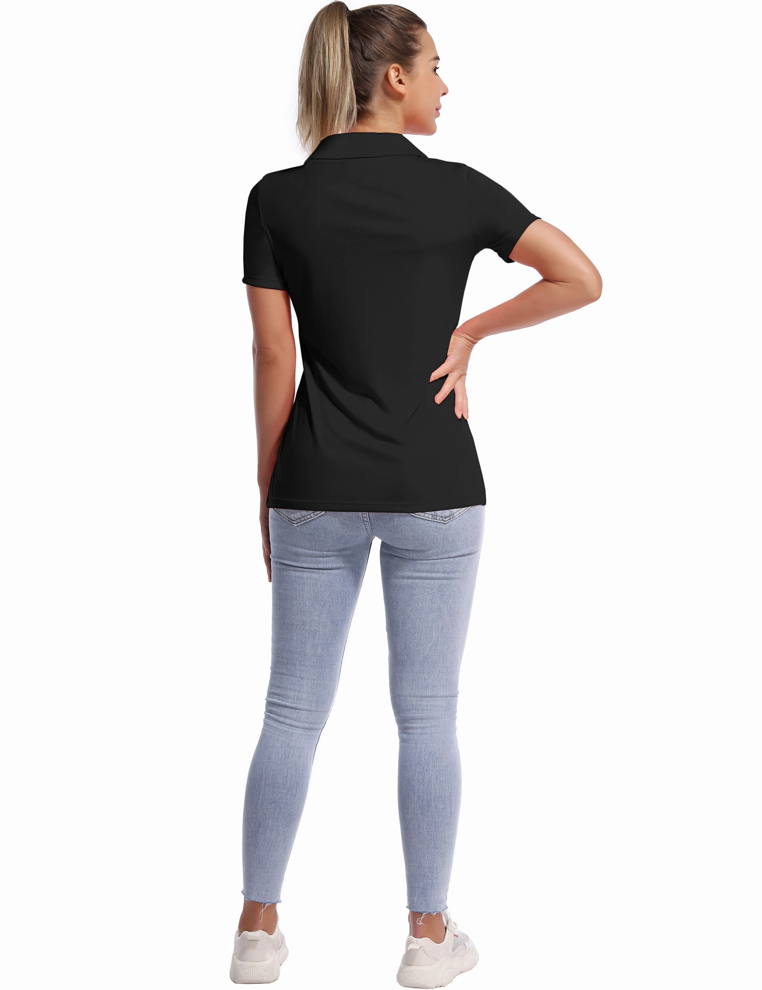 Short Sleeve Slim Fit Polo Shirt black_Gym