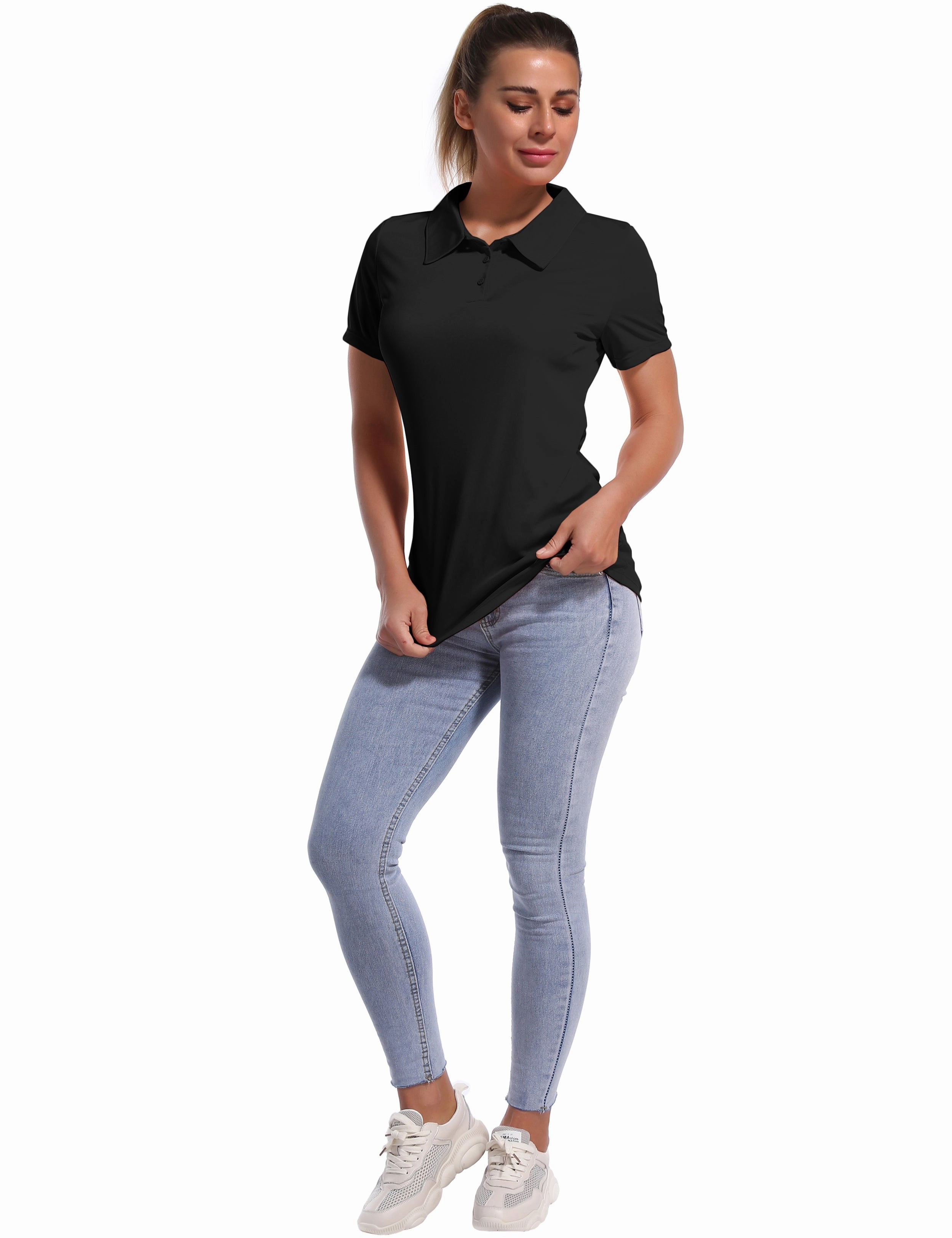 Short Sleeve Slim Fit Polo Shirt black_Gym