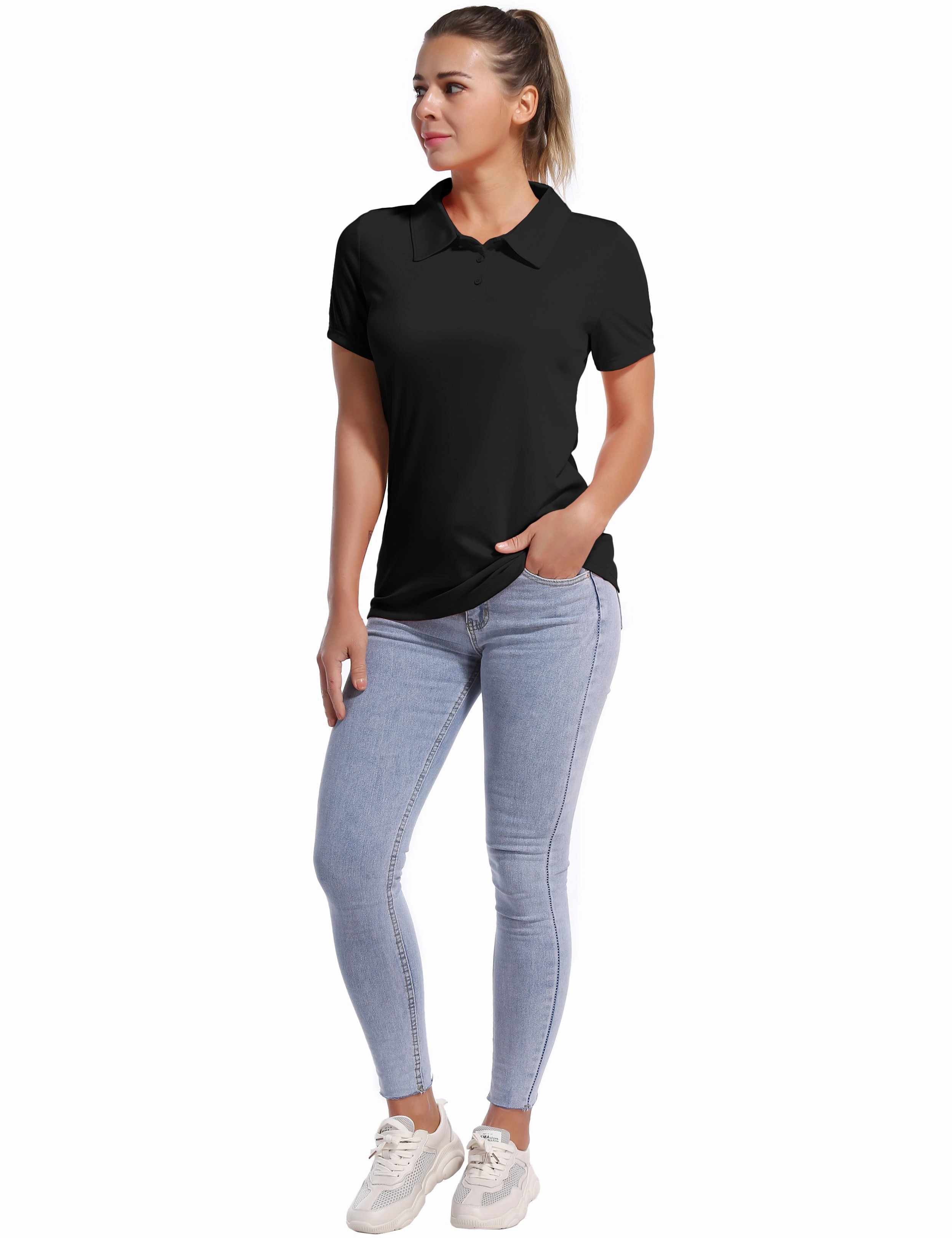 Short Sleeve Slim Fit Polo Shirt black_Running