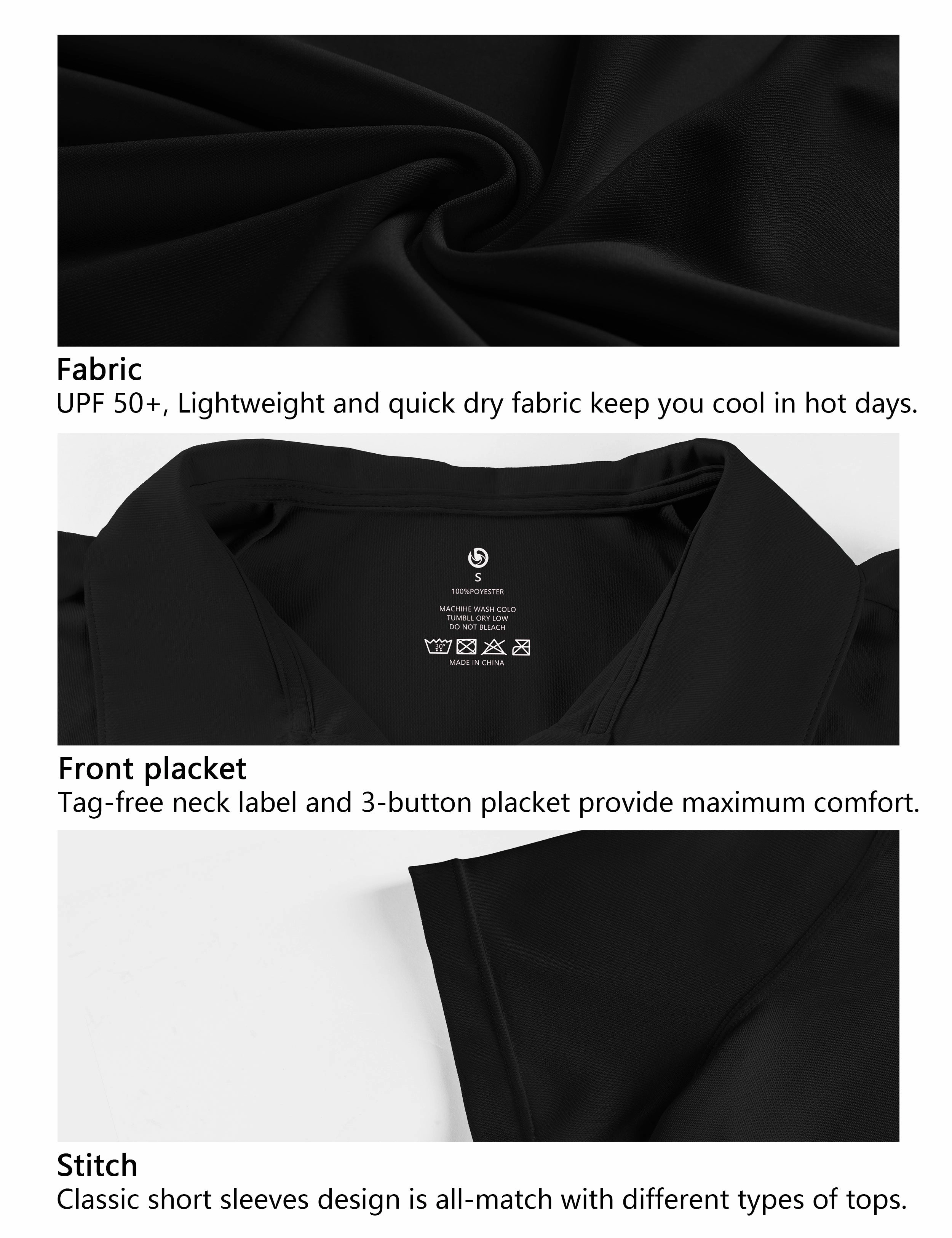 Short Sleeve Slim Fit Polo Shirt black_yogastudio