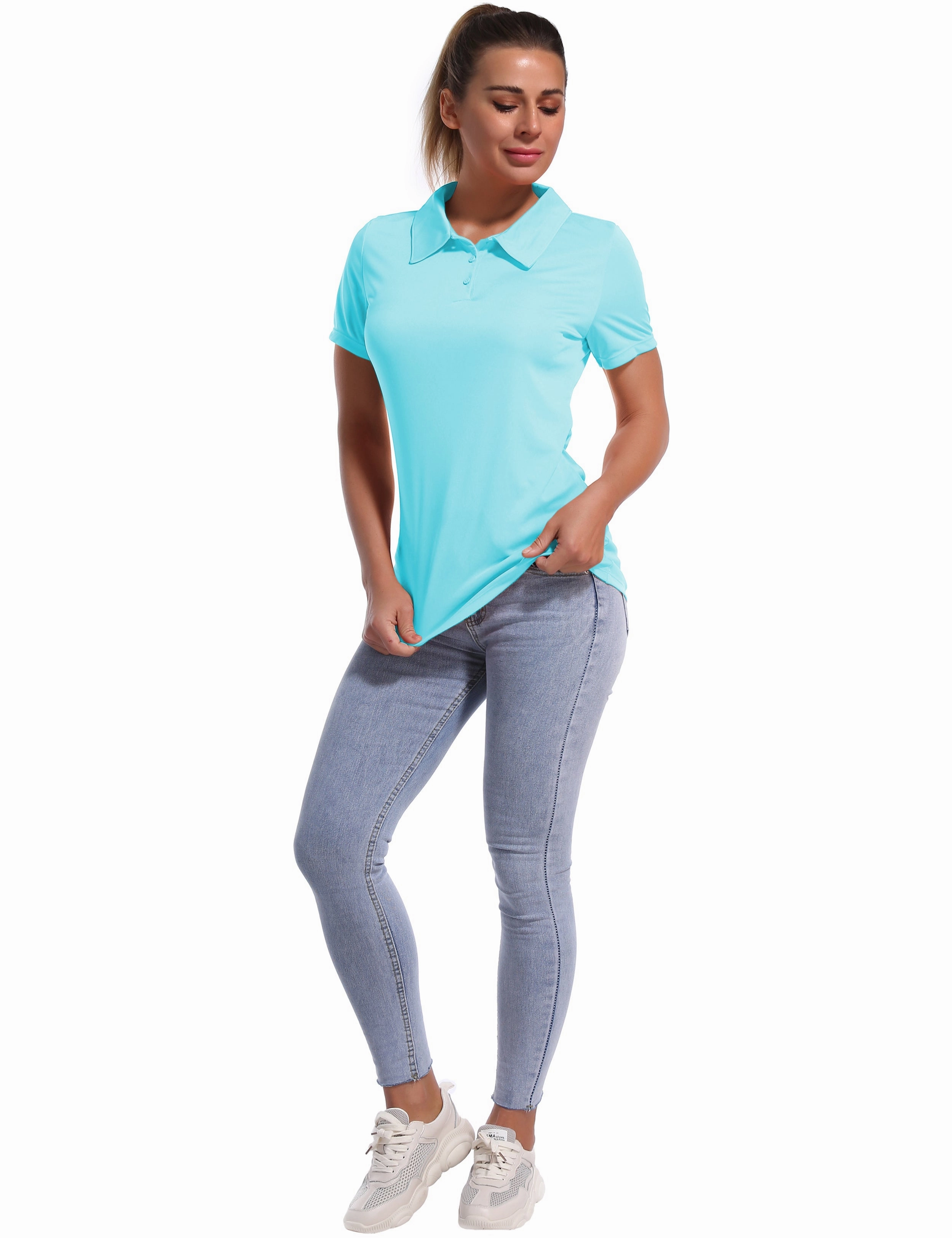 Short Sleeve Slim Fit Polo Shirt blue_Gym