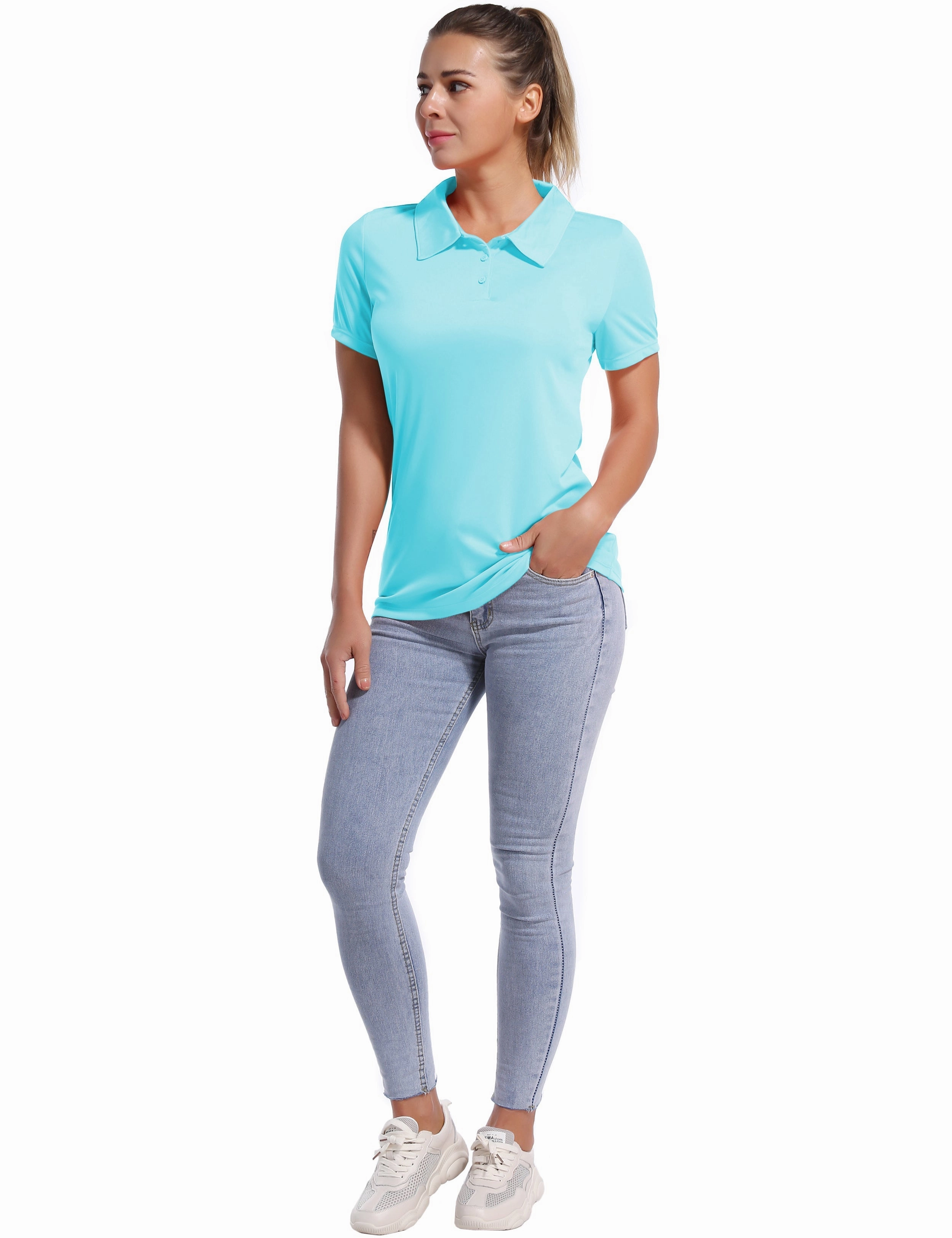 Short Sleeve Slim Fit Polo Shirt blue_Plus Size