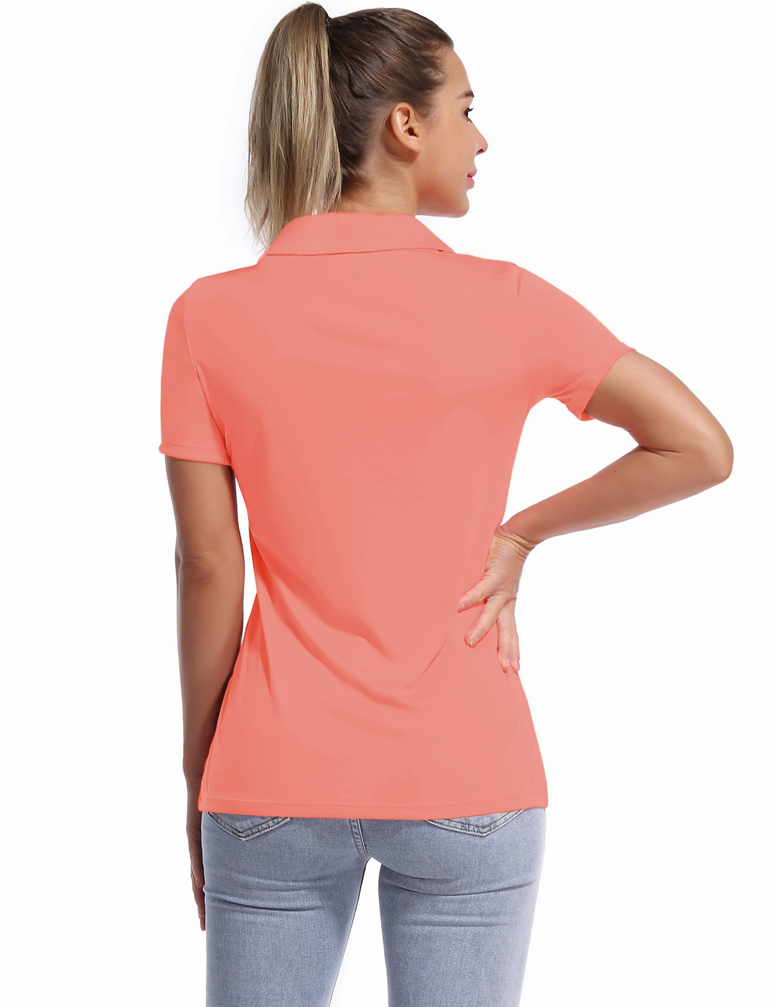 Short Sleeve Slim Fit Polo Shirt coral_Gym
