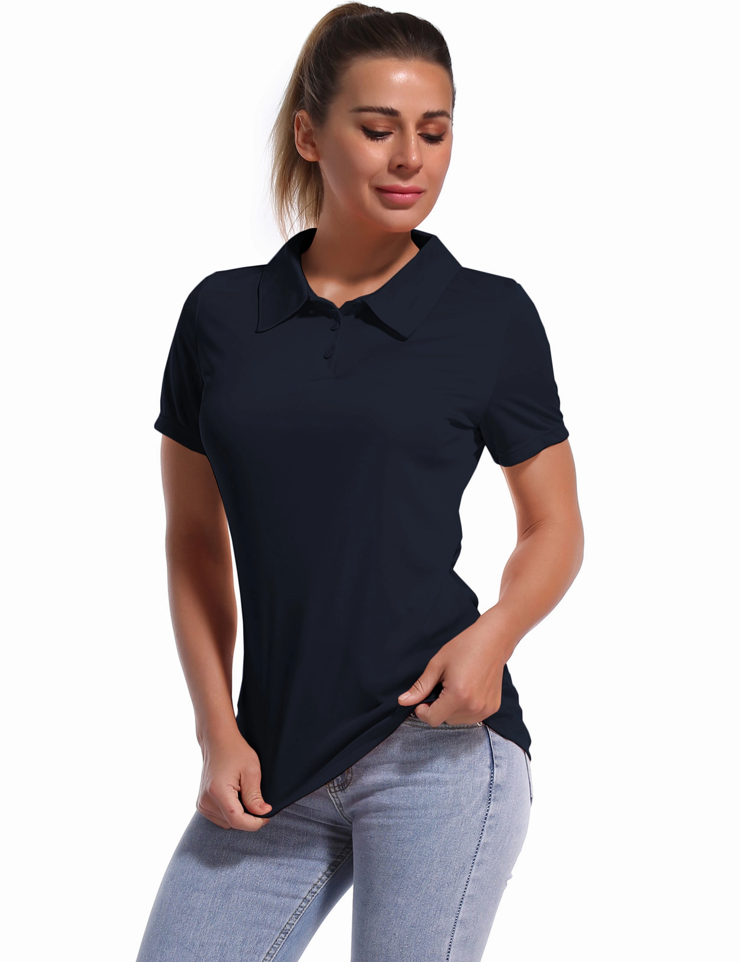 Short Sleeve Slim Fit Polo Shirt darknavy_Pilates