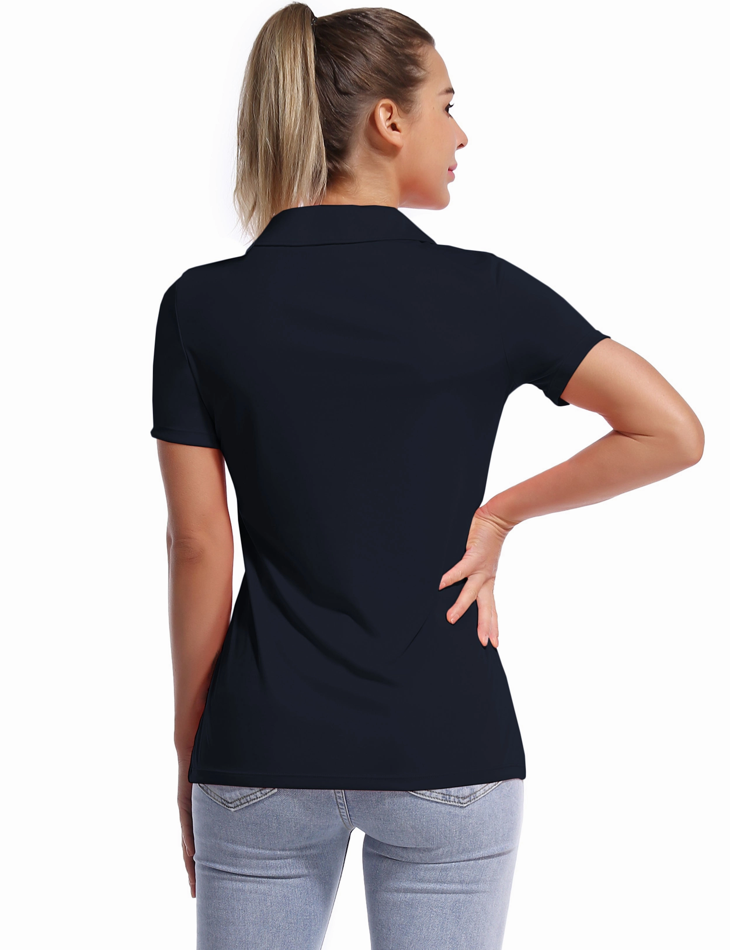 Short Sleeve Slim Fit Polo Shirt darknavy_Pilates