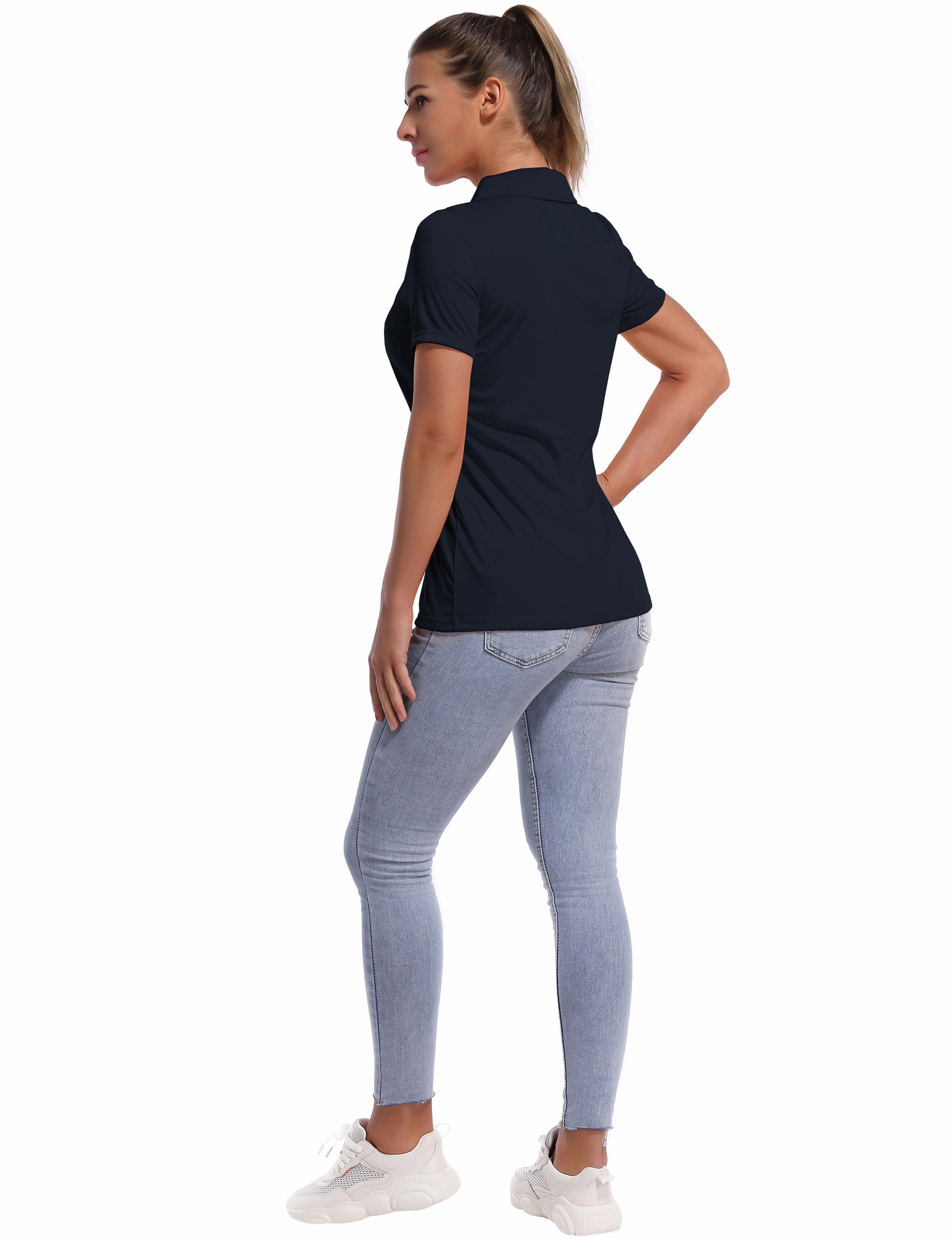 Short Sleeve Slim Fit Polo Shirt darknavy_Pilates