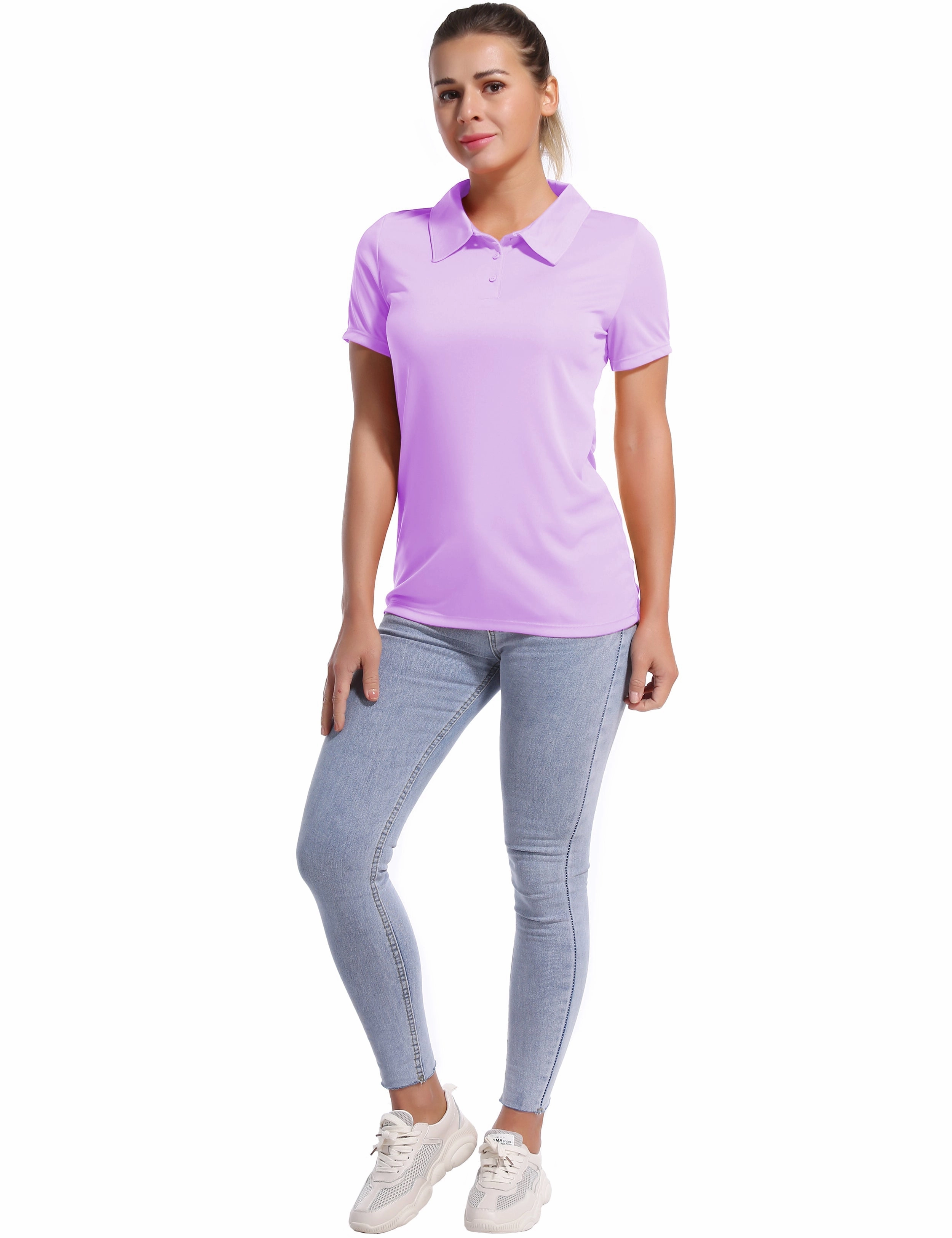 Short Sleeve Slim Fit Polo Shirt purple_yogastudio