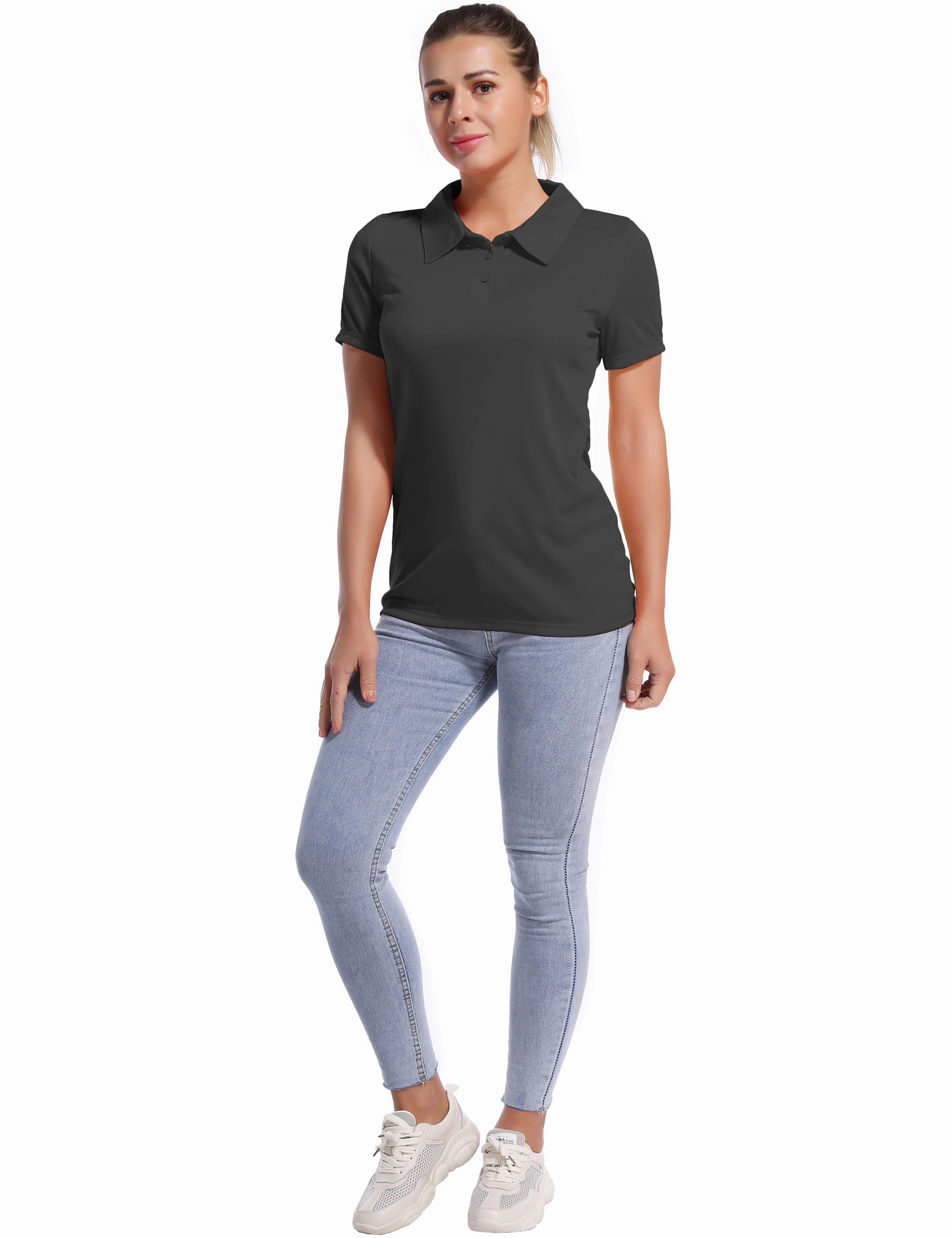 Short Sleeve Slim Fit Polo Shirt shadowcharcoal_Plus Size