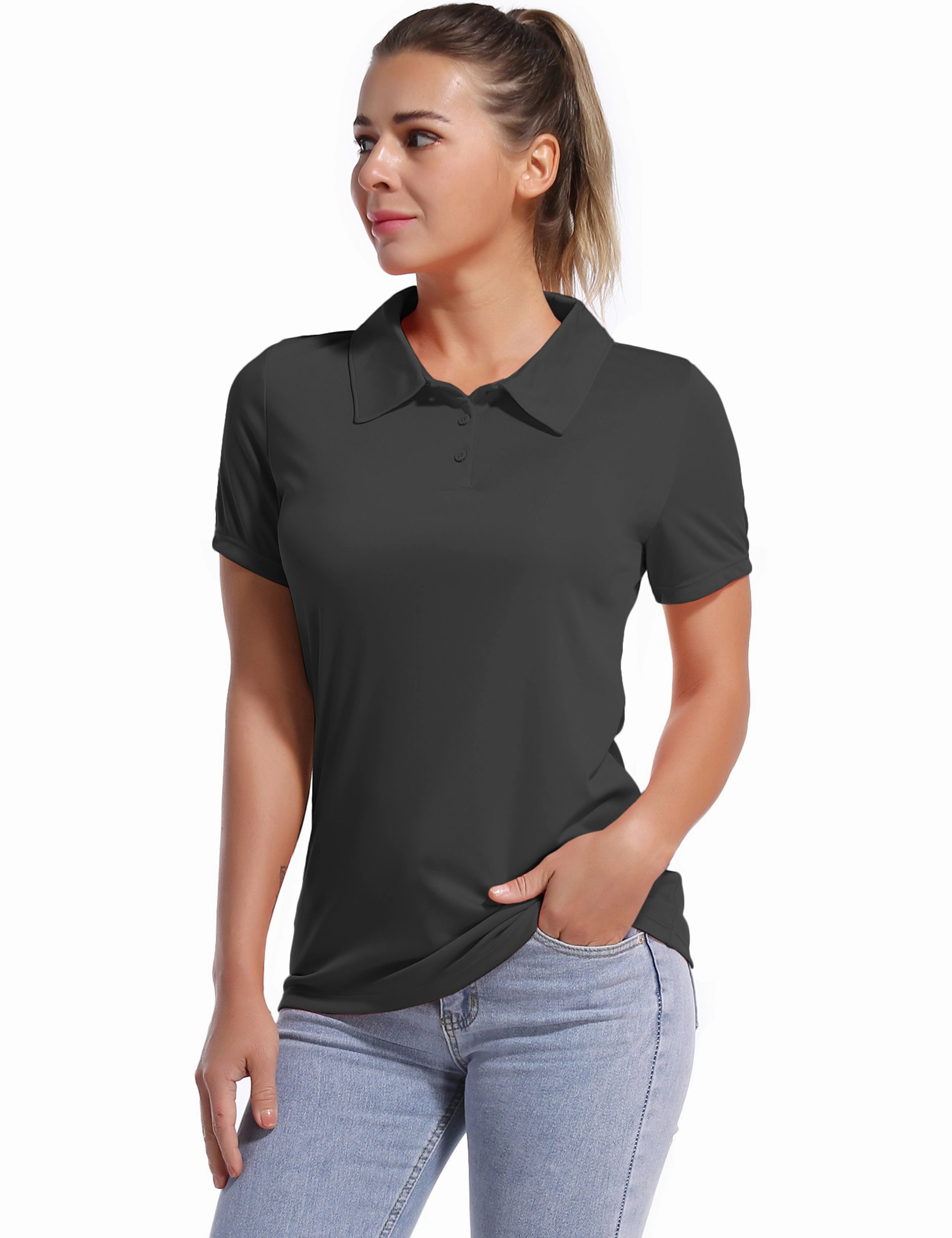Short Sleeve Slim Fit Polo Shirt shadowcharcoal_Running