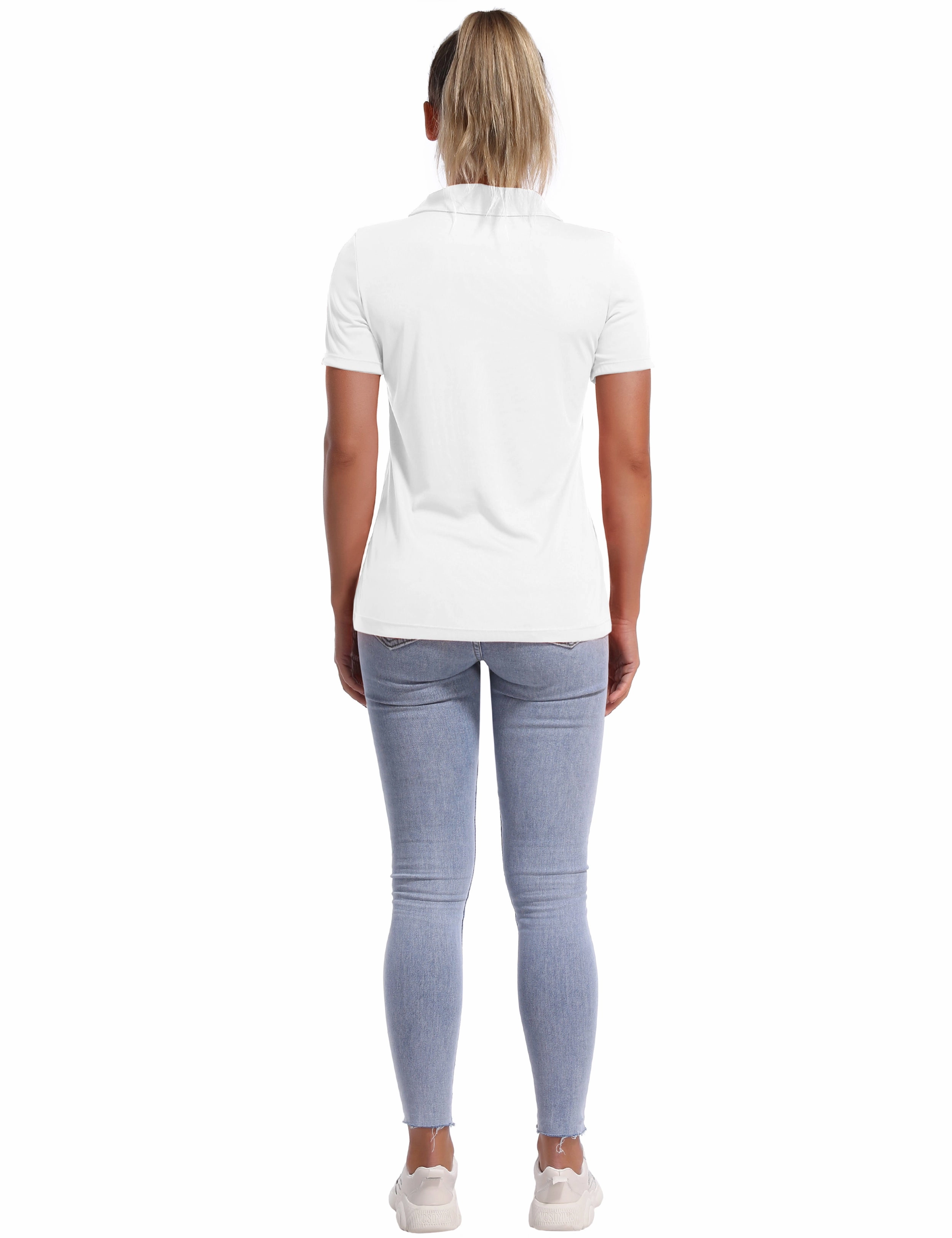 Short Sleeve Slim Fit Polo Shirt white ins_Pilates