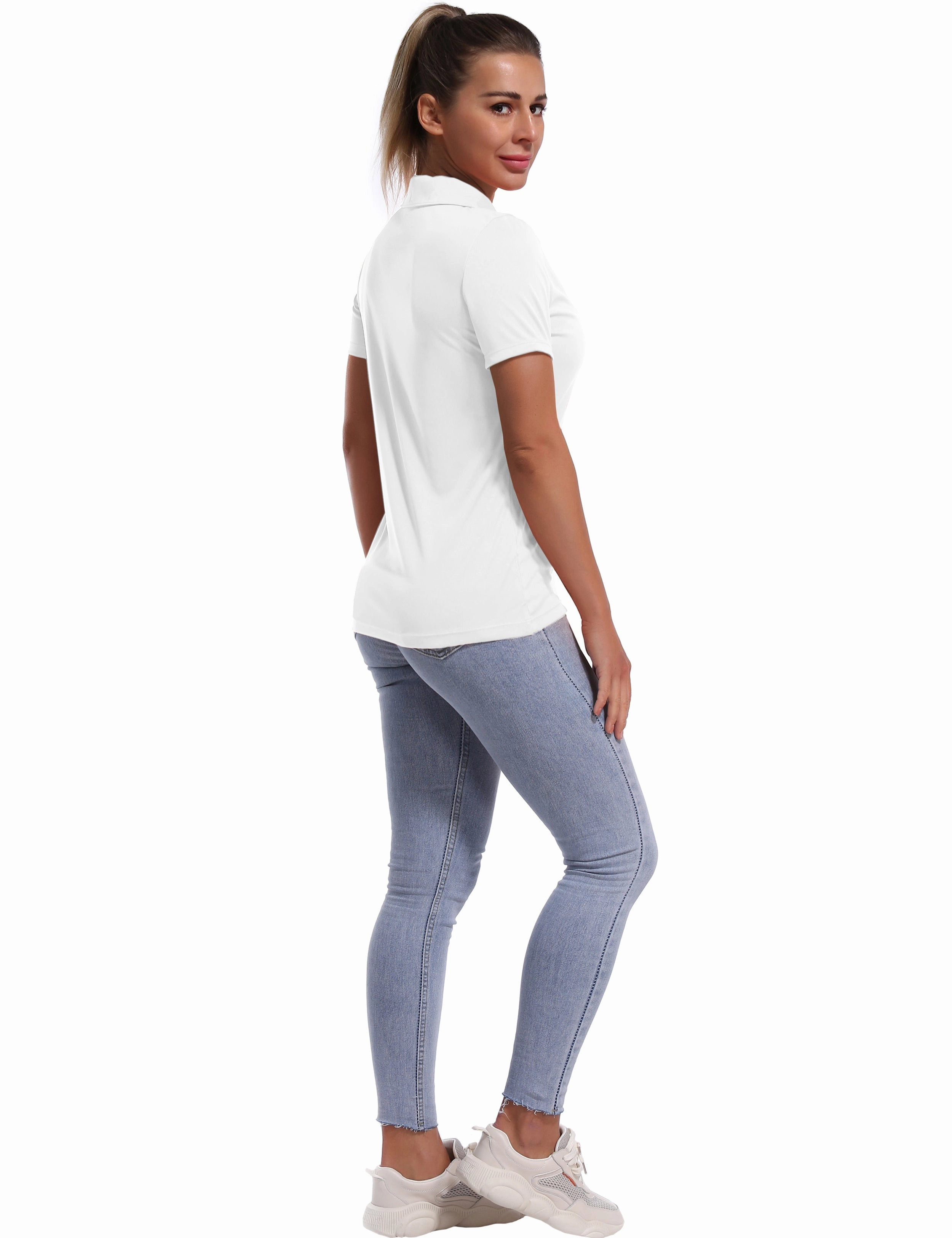 Short Sleeve Slim Fit Polo Shirt white_Plus Size
