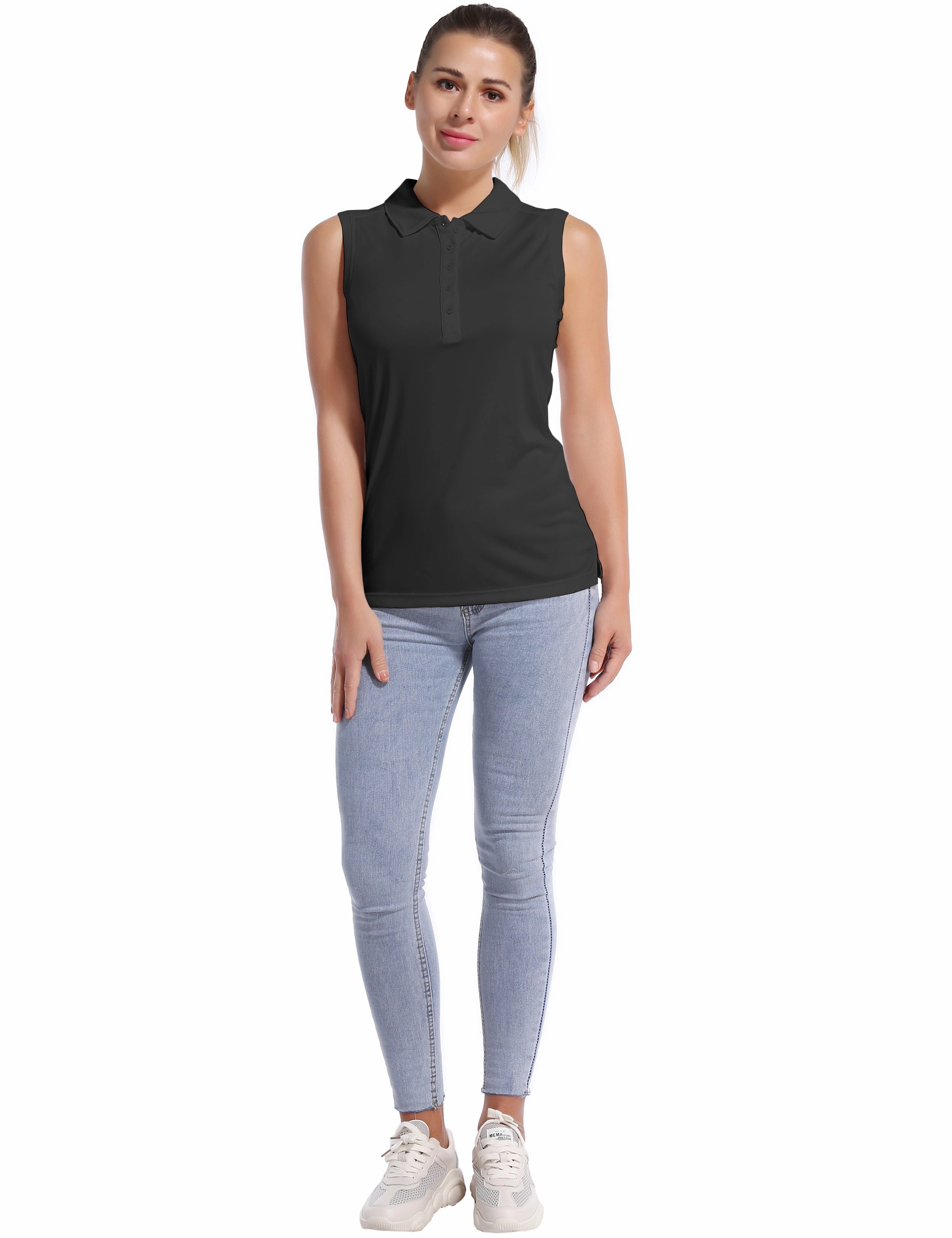 Sleeveless Slim Fit Polo Shirt black_Golf
