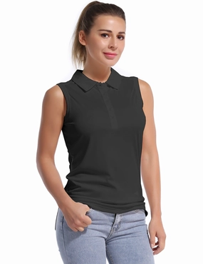 Sleeveless Slim Fit Polo Shirt black_Golf