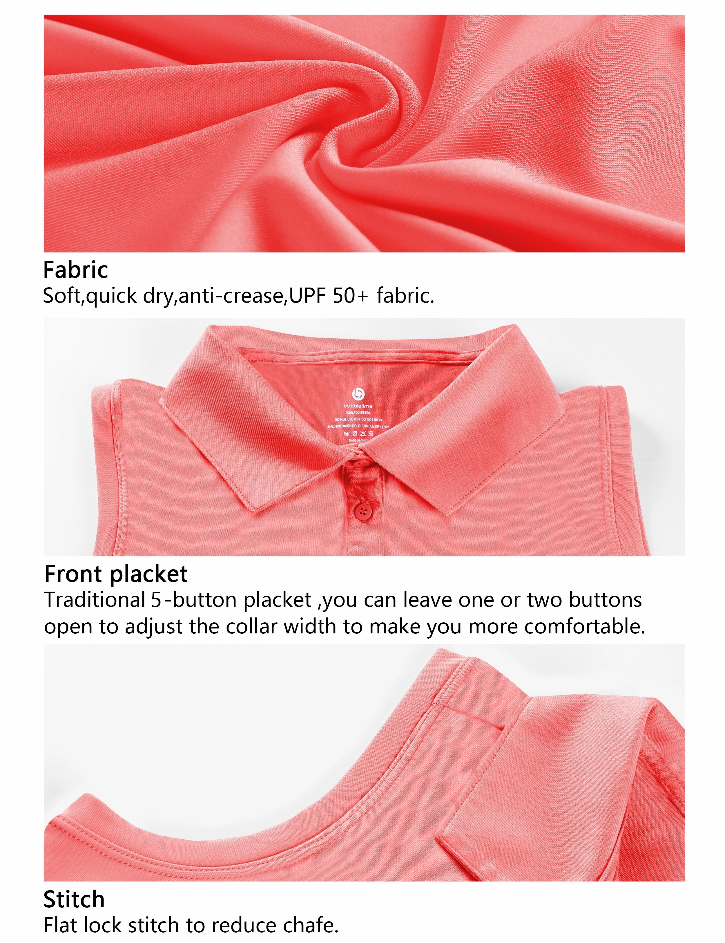 Sleeveless Slim Fit Polo Shirt coral_Pilates