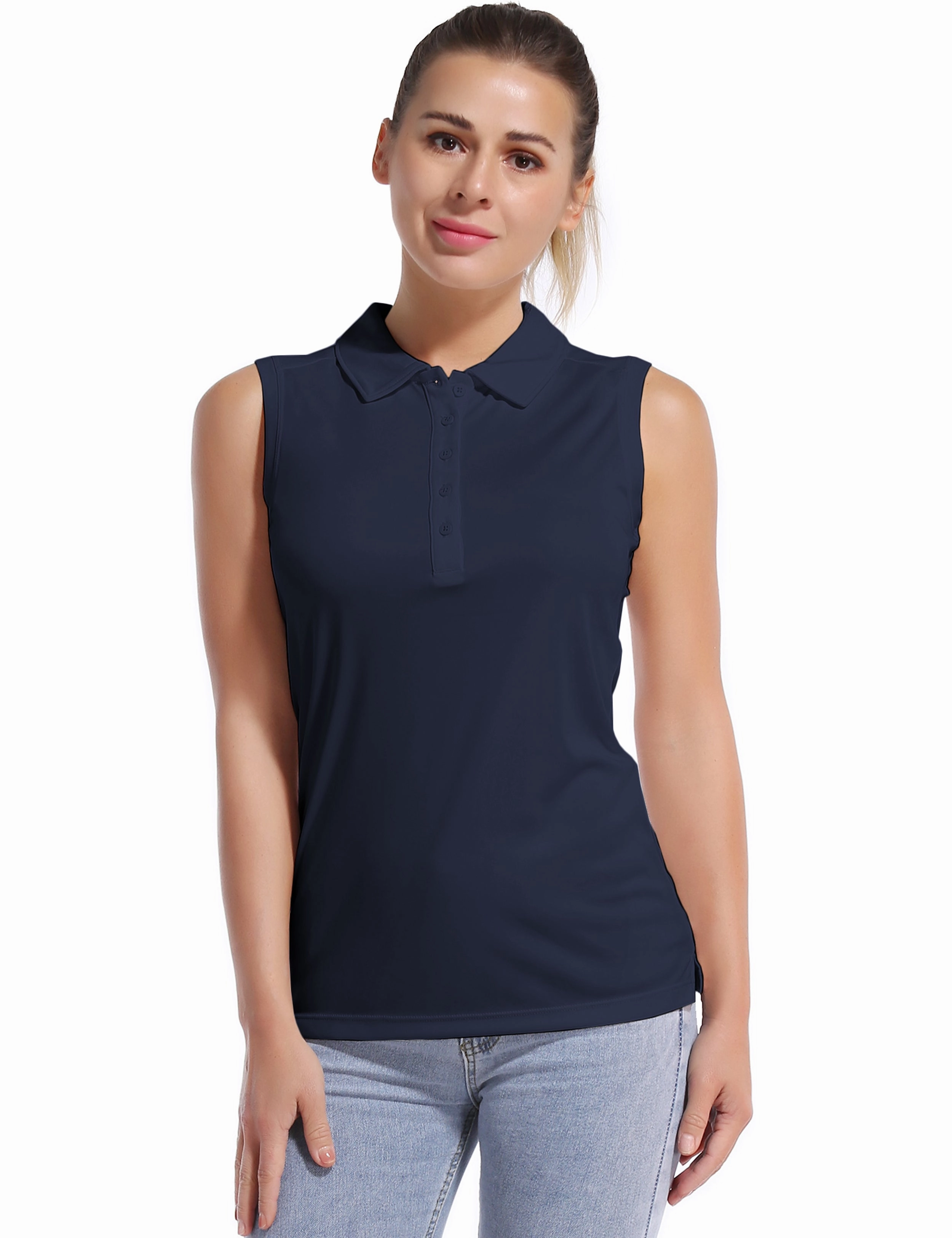 Sleeveless Slim Fit Polo Shirt darknavy_Golf