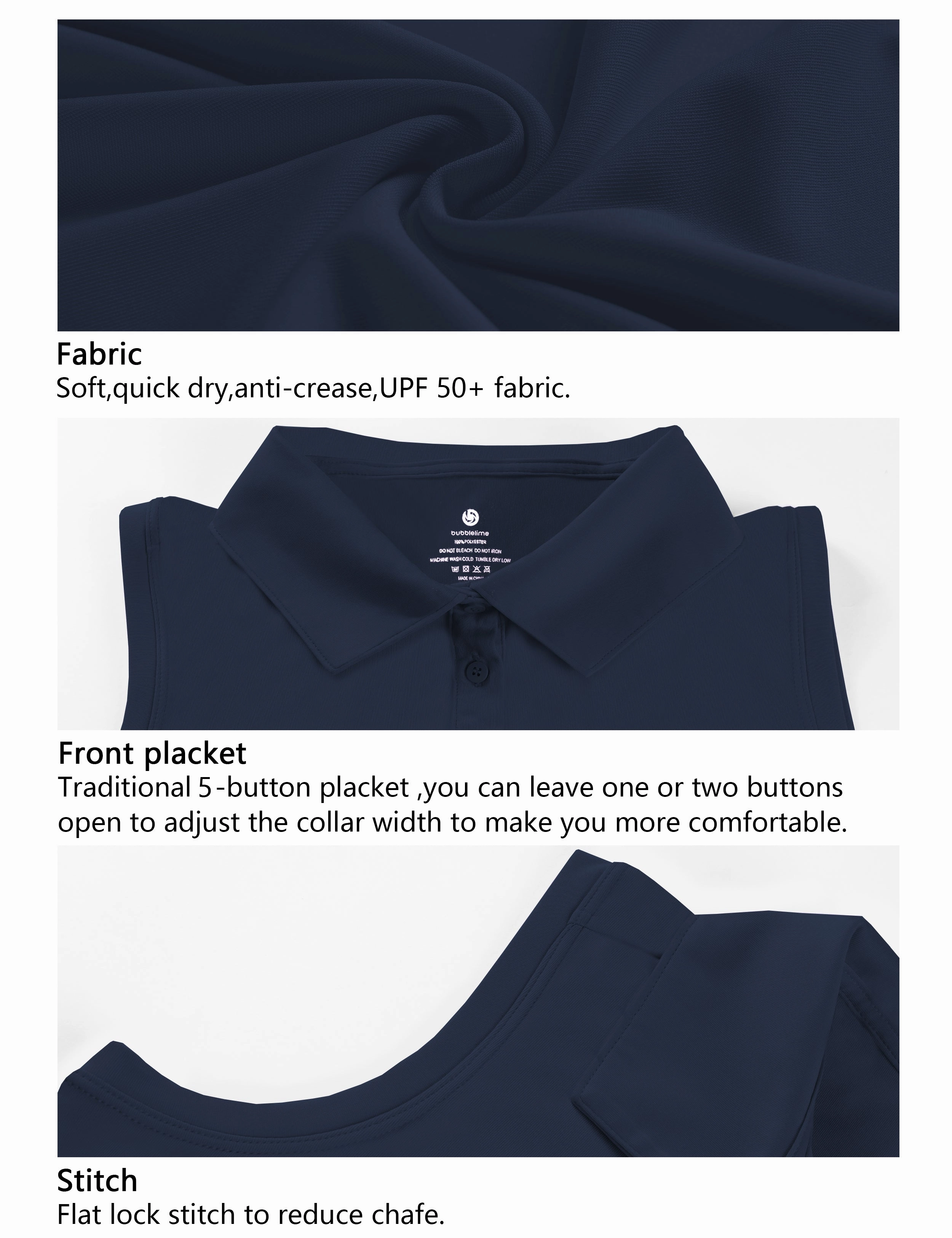 Sleeveless Slim Fit Polo Shirt darknavy_Plus Size