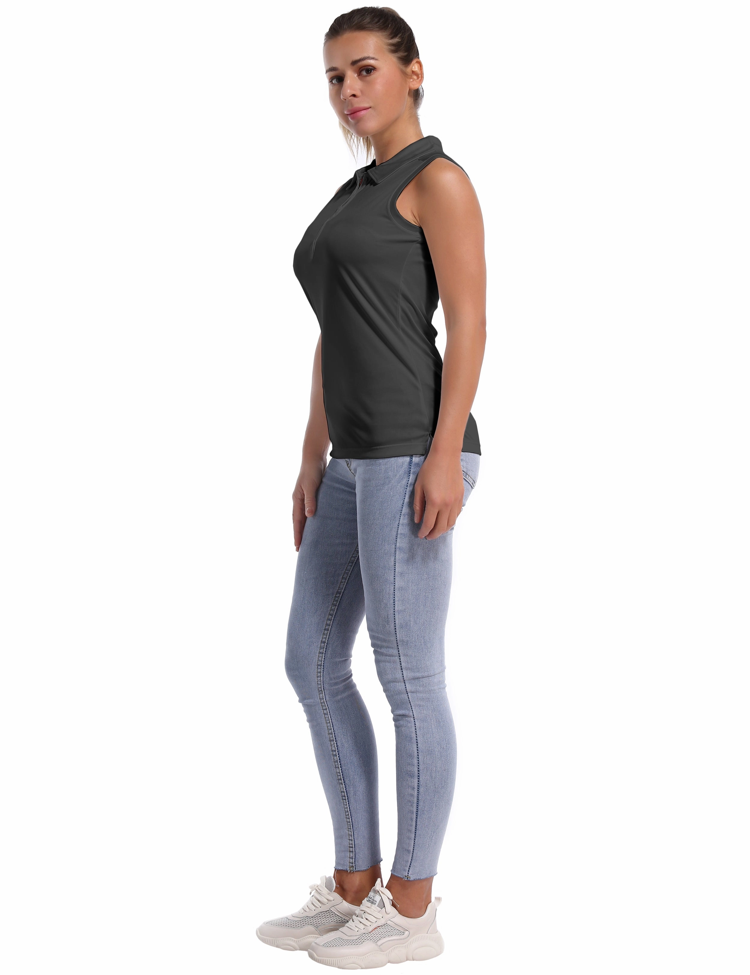 Sleeveless Slim Fit Polo Shirt shadowcharcoal_Golf