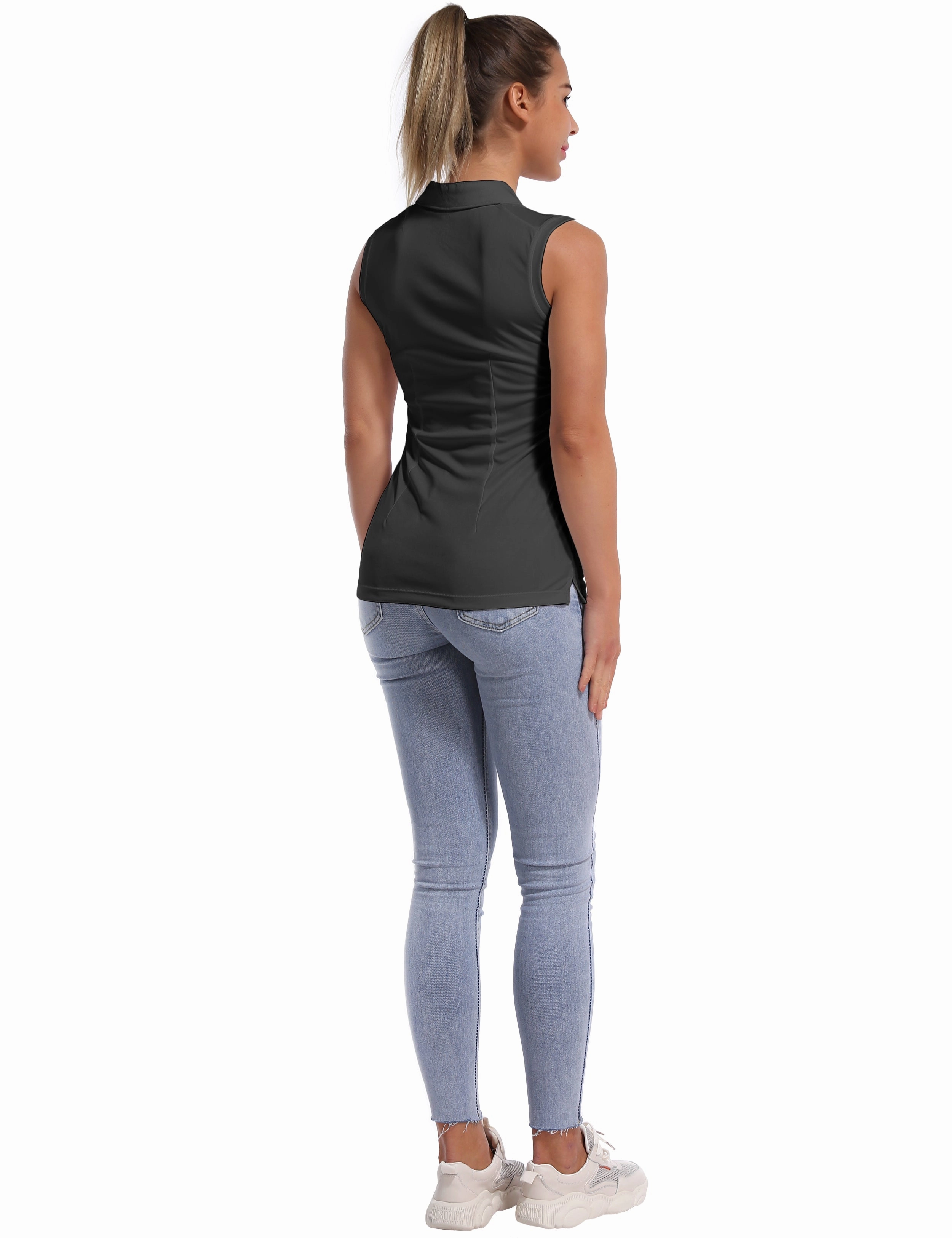 Sleeveless Slim Fit Polo Shirt shadowcharcoal_Jogging